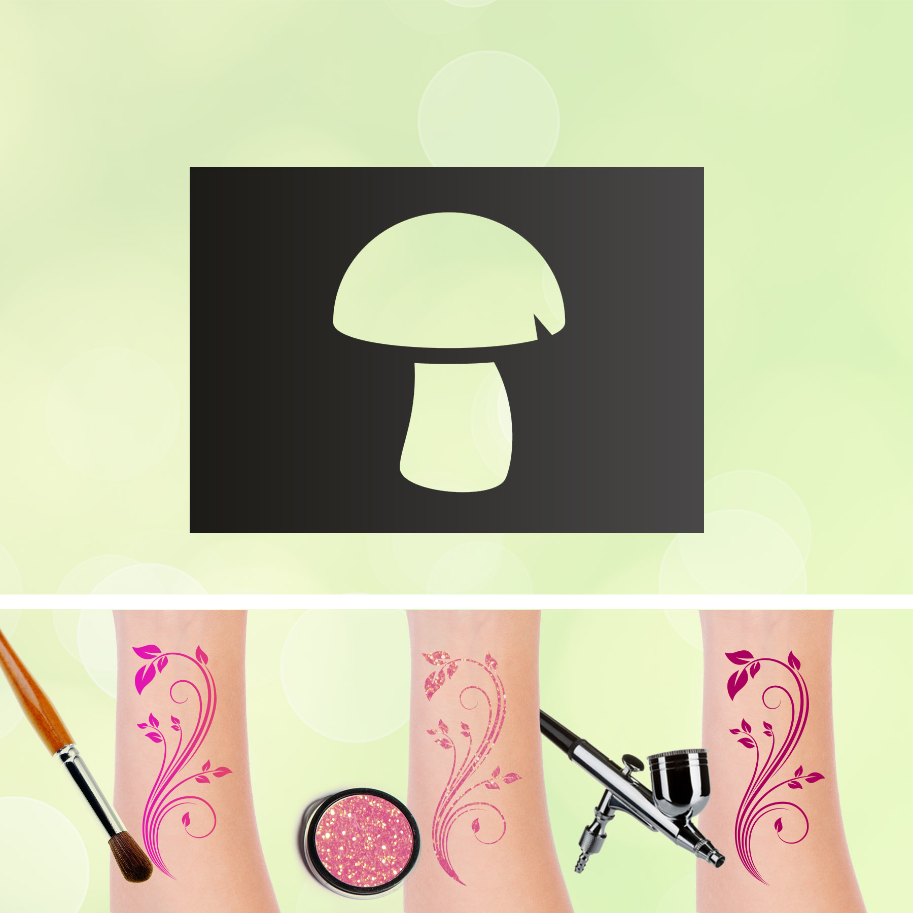 Tattoo Schablonen Pilz Selbstklebend Kinder Schminken Airbrush