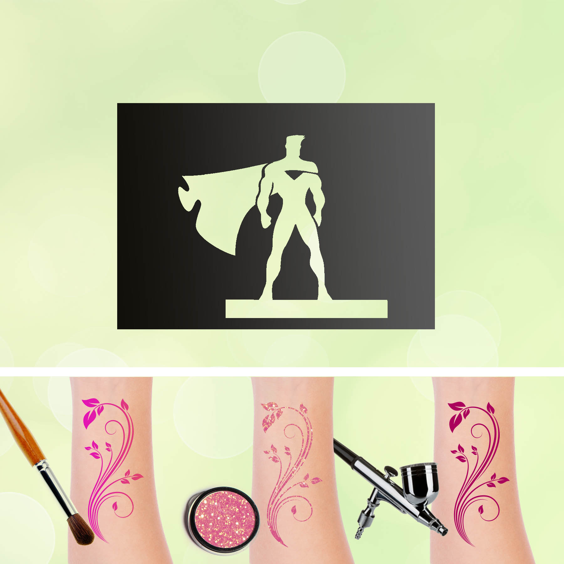 Tattoo Schablonen Superheld Selbstklebend Kinderschminken Airbrush