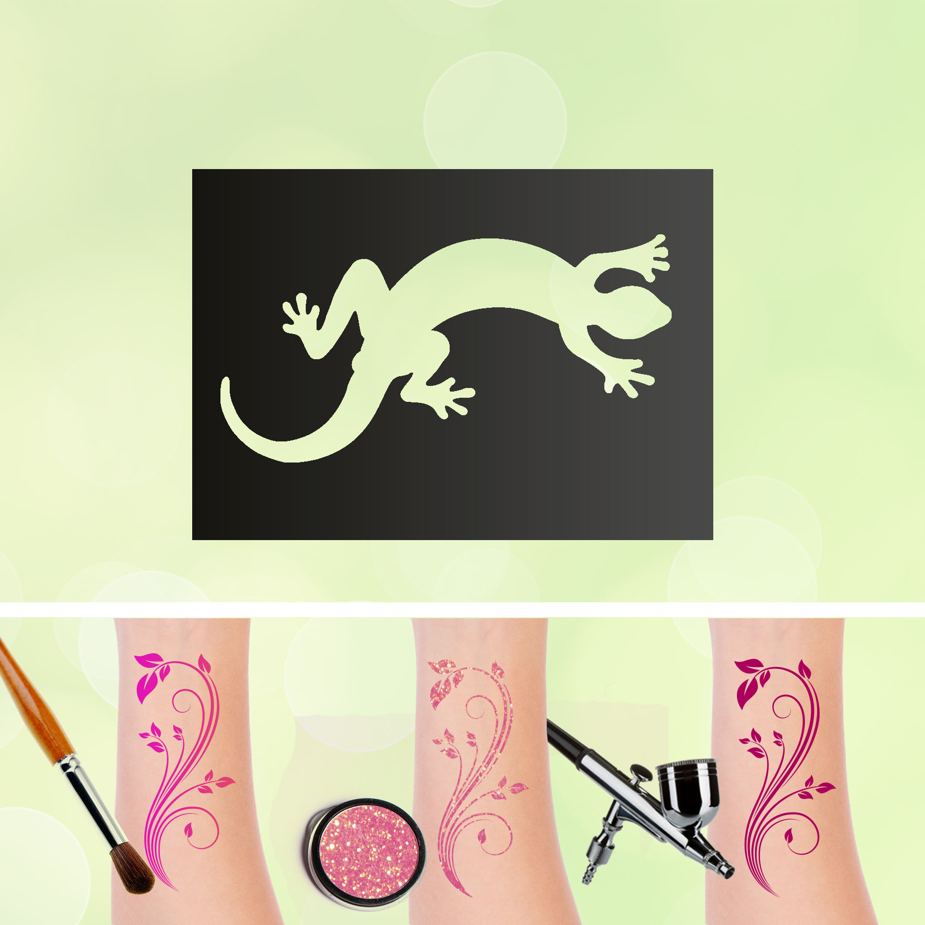 Tattoo Schablonen Gecko Selbstklebend Kinderschminken Airbrush