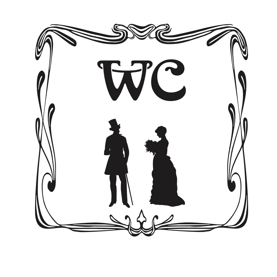 Aufkleber Türaufkleber Bad WC Old Mann Frau Toilette Fun Sticker in Schwarz oder Wunschfarbe