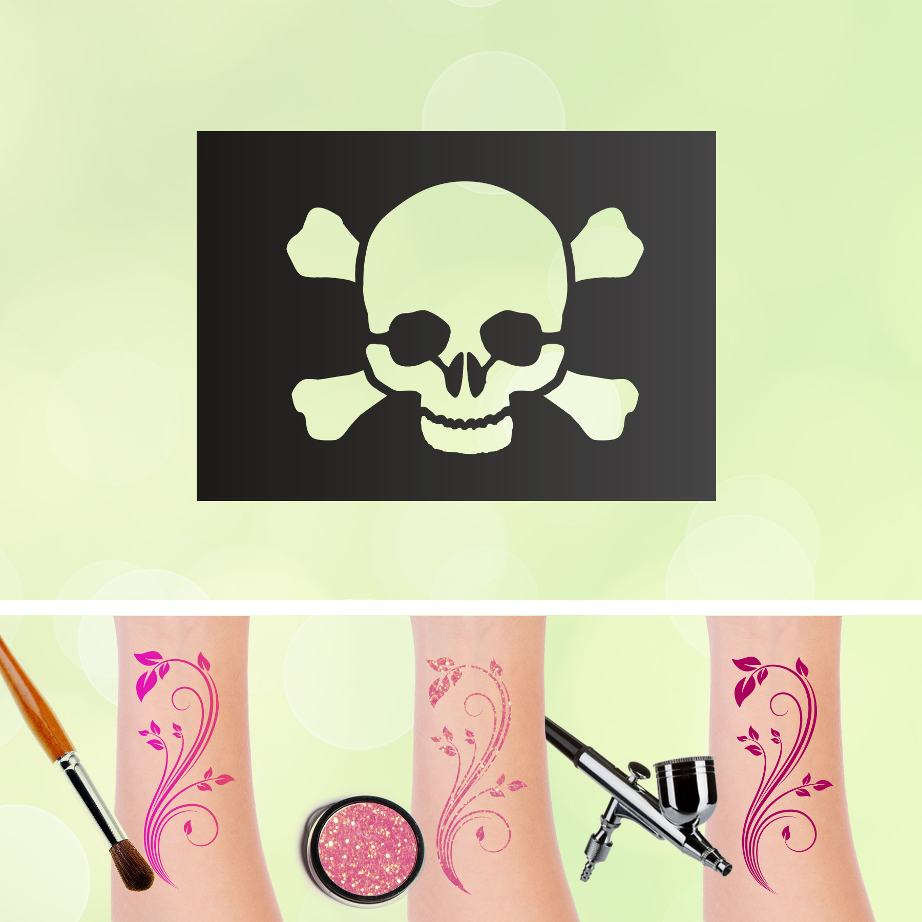 Tattoo Schablonen Totenkopf Selbstklebend Kinderschminken Airbrush