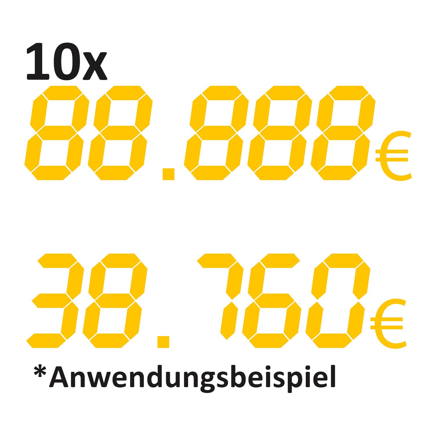 10er Pack. - Aufkleber Digitalzahl 88.888€