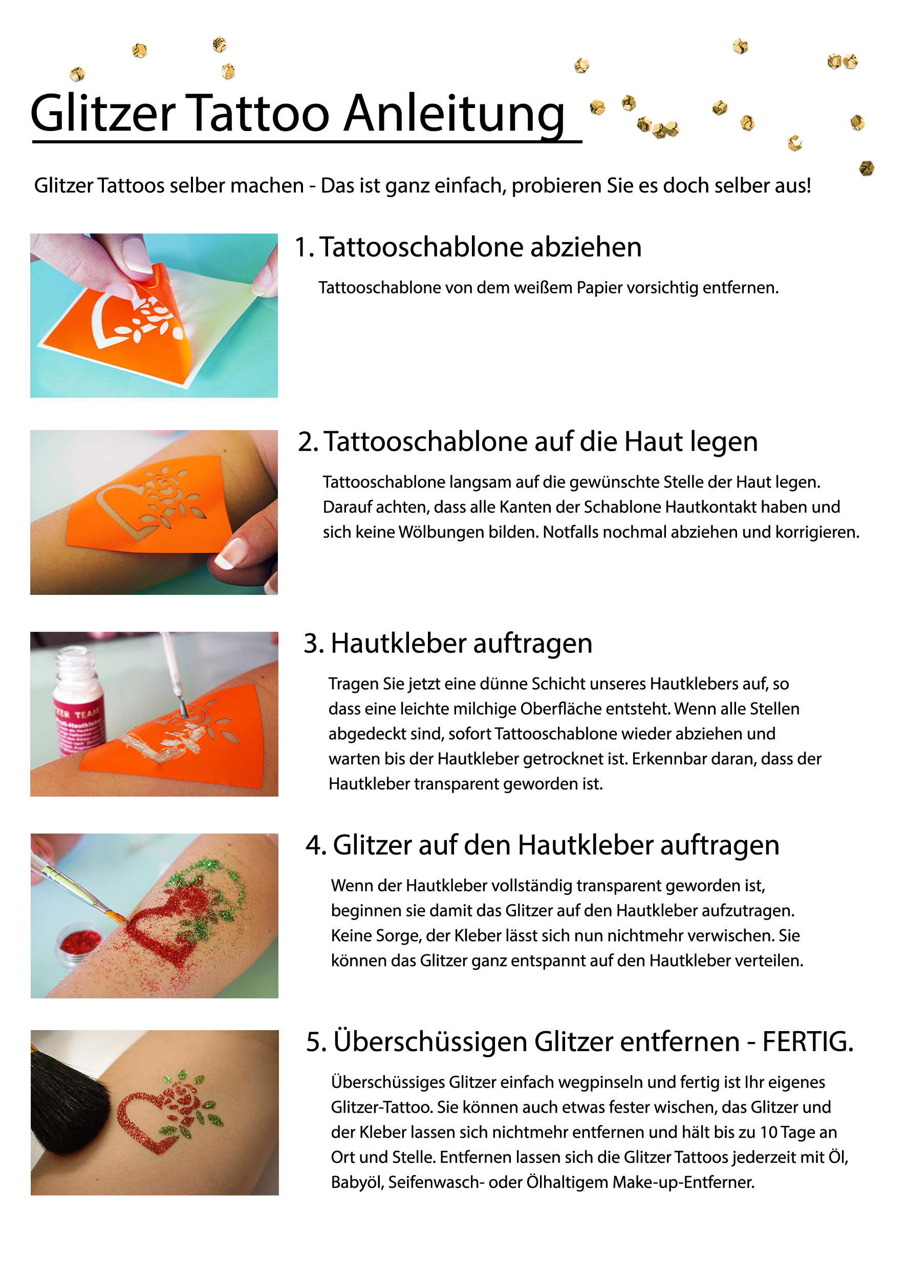 Tattoo Schablonen Set Mädchen (9 Stück) Selbstklebend Kinderschminken Airbrush
