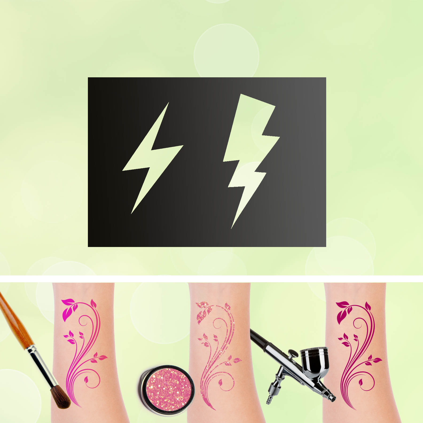 Tattoo Schablonen Blitze Selbstklebend Kinderschminken Airbrush