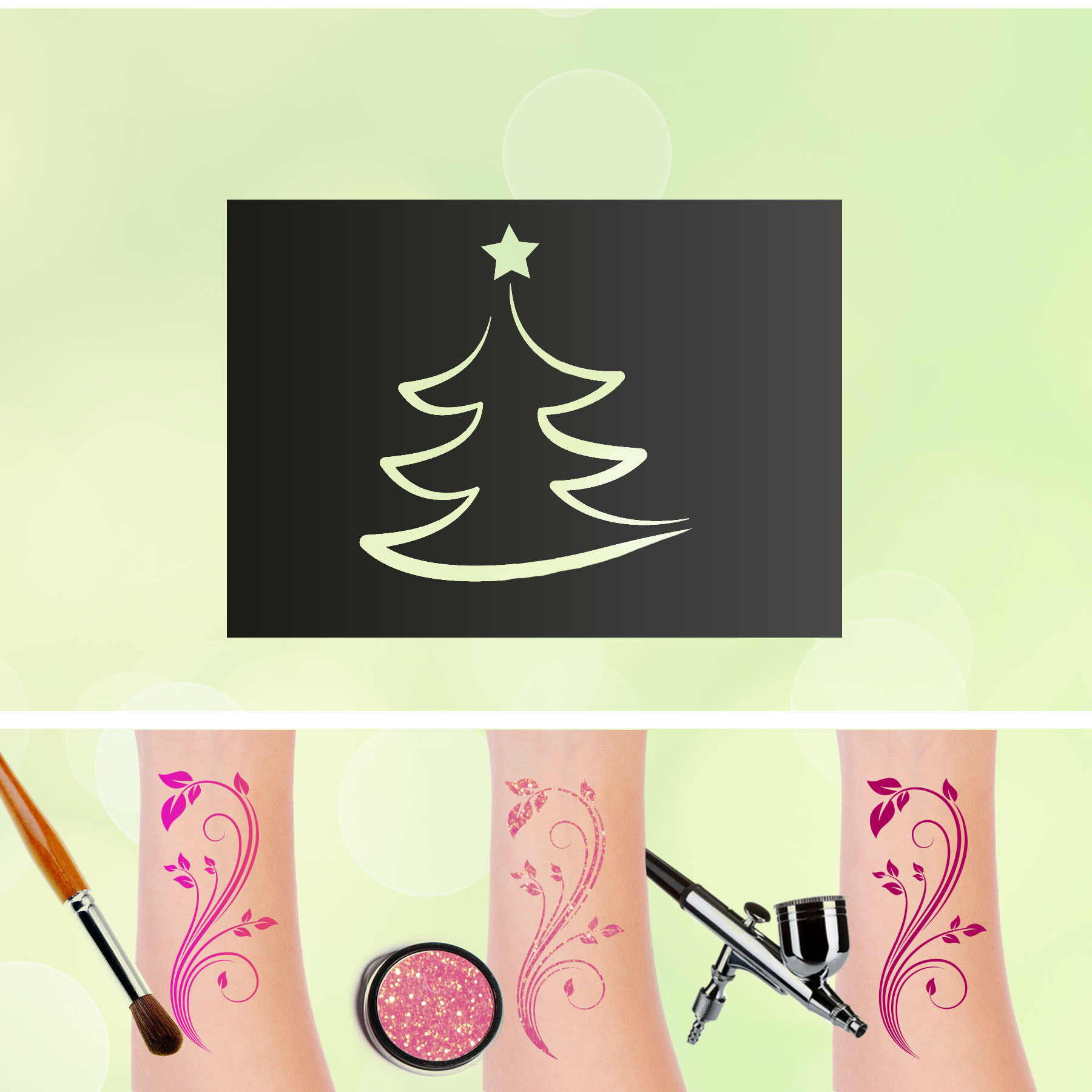 Tattoo Schablone Tannenbaum Selbstklebend Kinder Schminken Airbrush