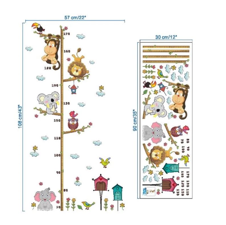 Wandtattoo Kinderzimmer - Messlatte Maßstab Tiere 70 -170 cm