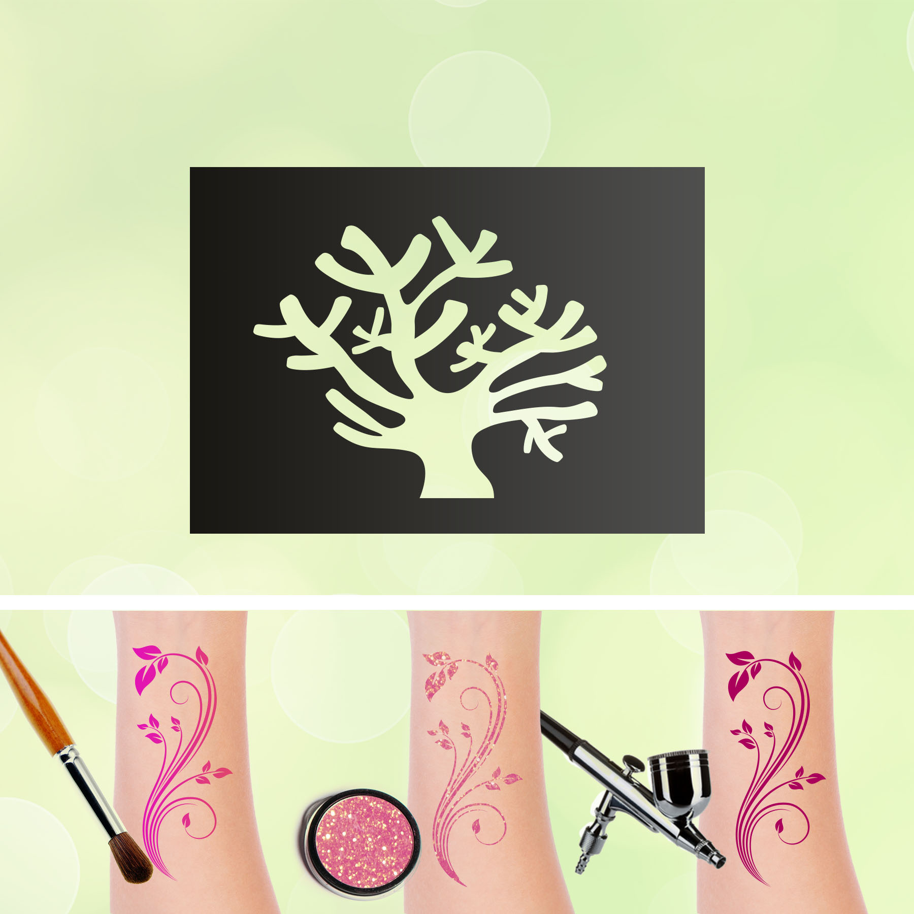Tattoo Schablone Koralle Selbstklebend Kinder Schminken Airbrush Makeup Meer Unterwasser Ozean