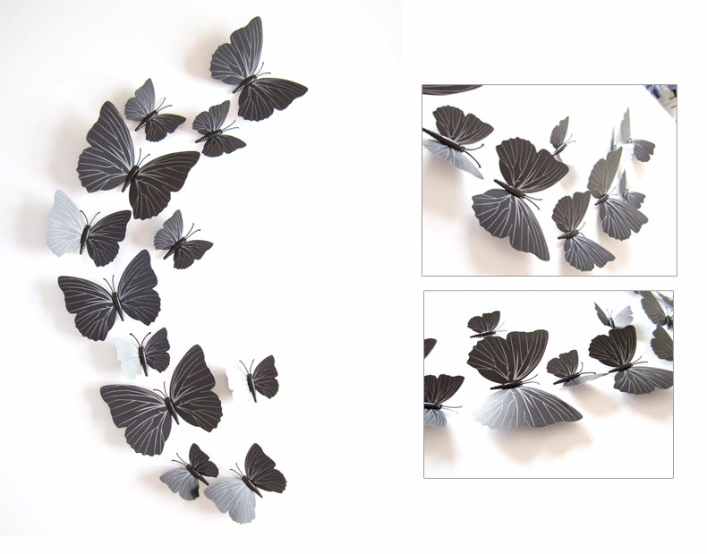 Schmetterlinge 3D Butterfly 12tlg. Wand Aufkleber Dekoration magnetisch selbstklebend