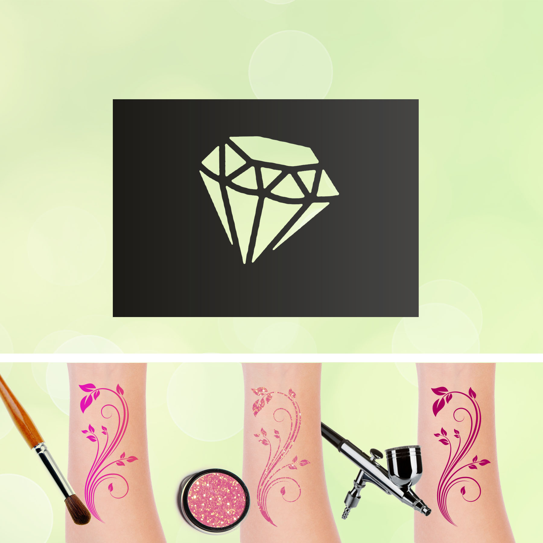 Tattoo Schablonen Diamant Selbstklebend Kinderschminken Airbrush