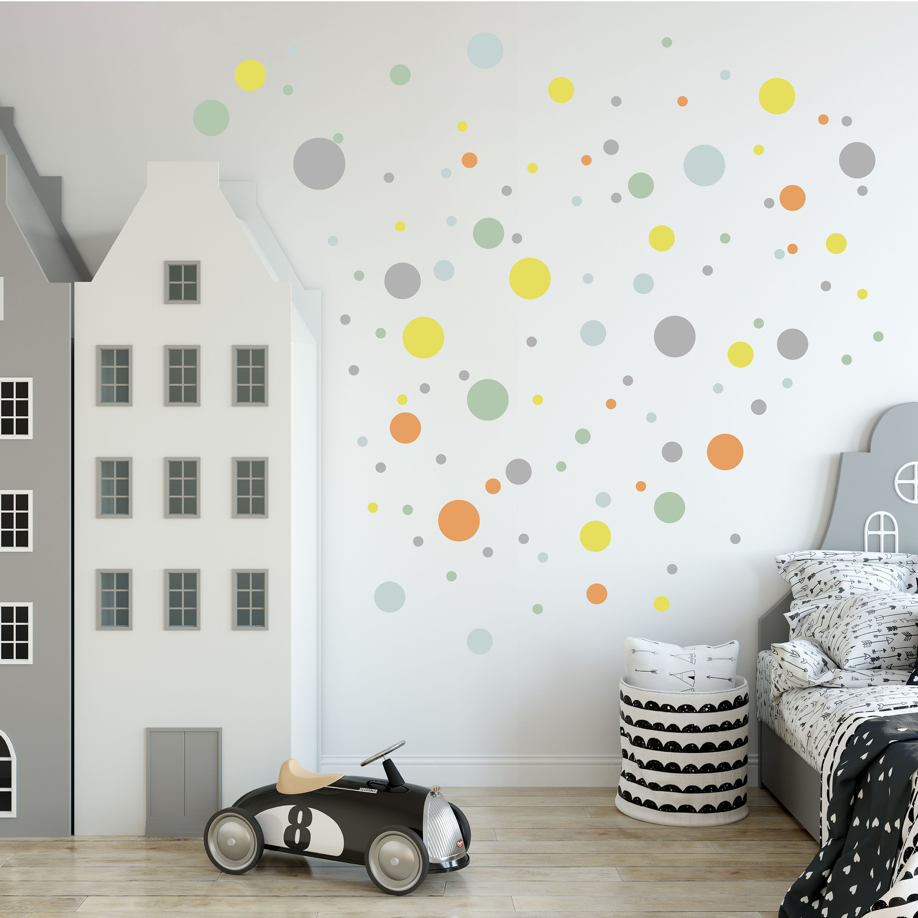 Wandtattoo Deko Wohnzimmer Punkte / Sterne / Wanddeko kinderzimmer Mädchen Wandaufkleber Babyzimmer selbstklebende Sticker Set Dekoration 