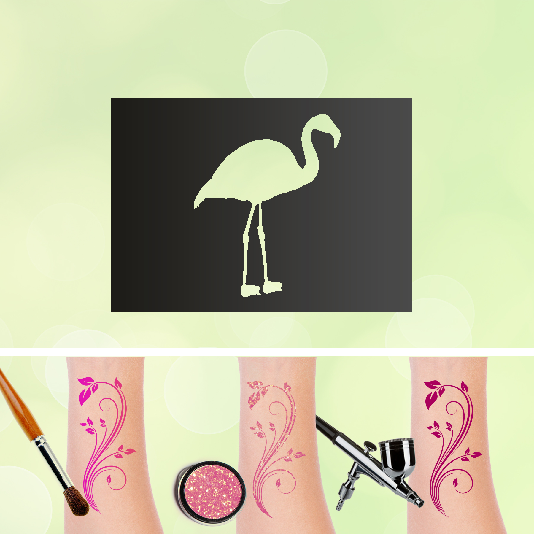 Tattoo Schablonen Flamingo Selbstklebend Kinderschminken Airbrush