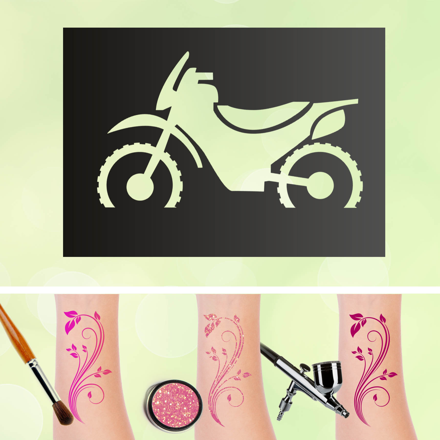 Tattoo Schablonen Bike Selbstklebend Kinderschminken Airbrush