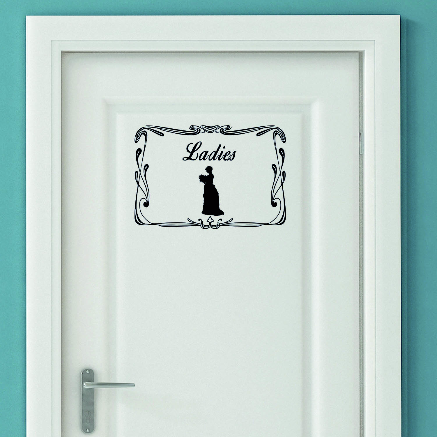 Aufkleber Türaufkleber WC Bad Ladies Damen Old Retro Frau Toilettentür Toilette Fun Sticker Wunschfa