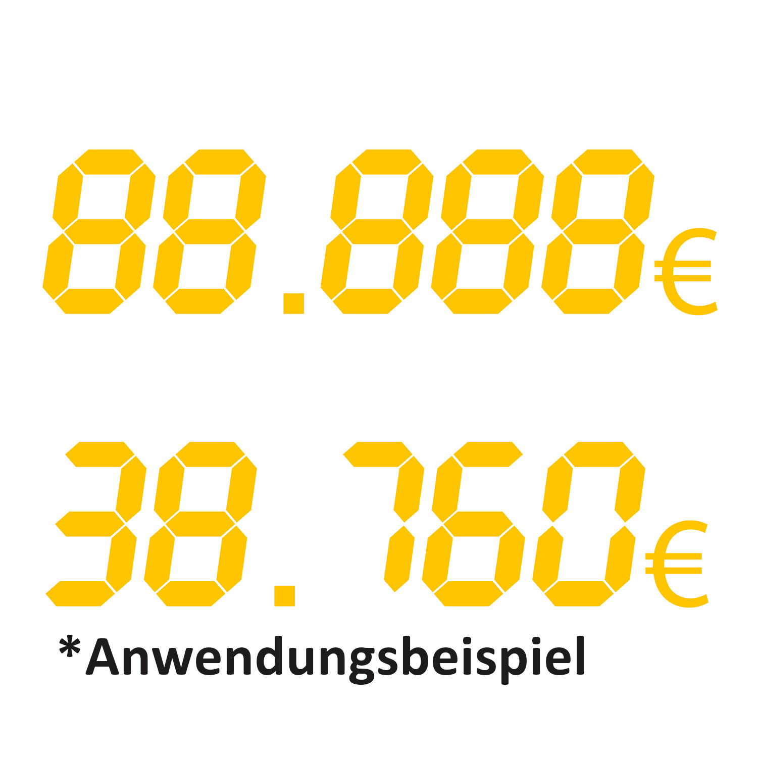 Aufkleber Digitalzahl 88.888€