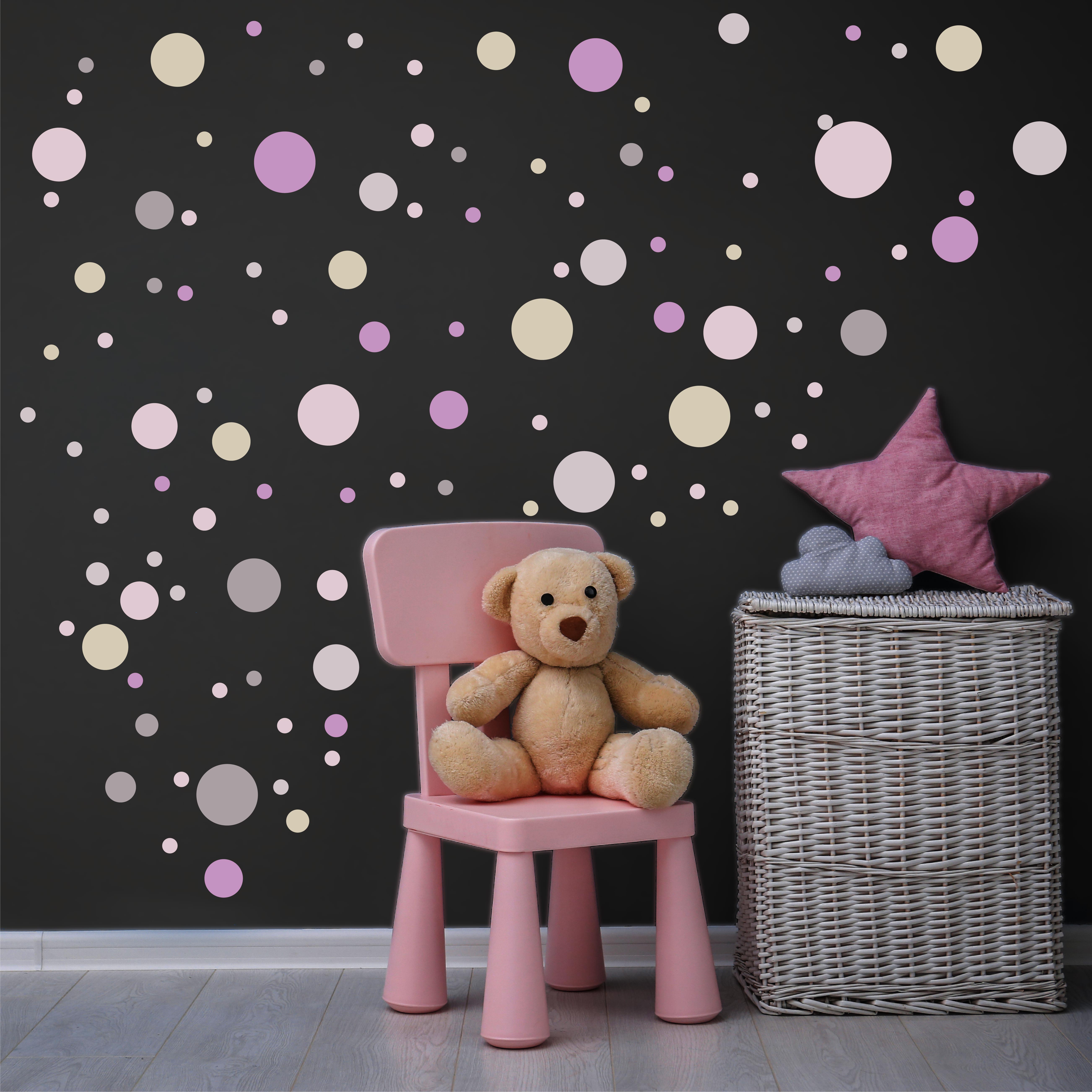 Wandtattoo Deko Wohnzimmer Punkte / Sterne / Wanddeko kinderzimmer Mädchen Wandaufkleber Babyzimmer selbstklebende Sticker Set Dekoration 