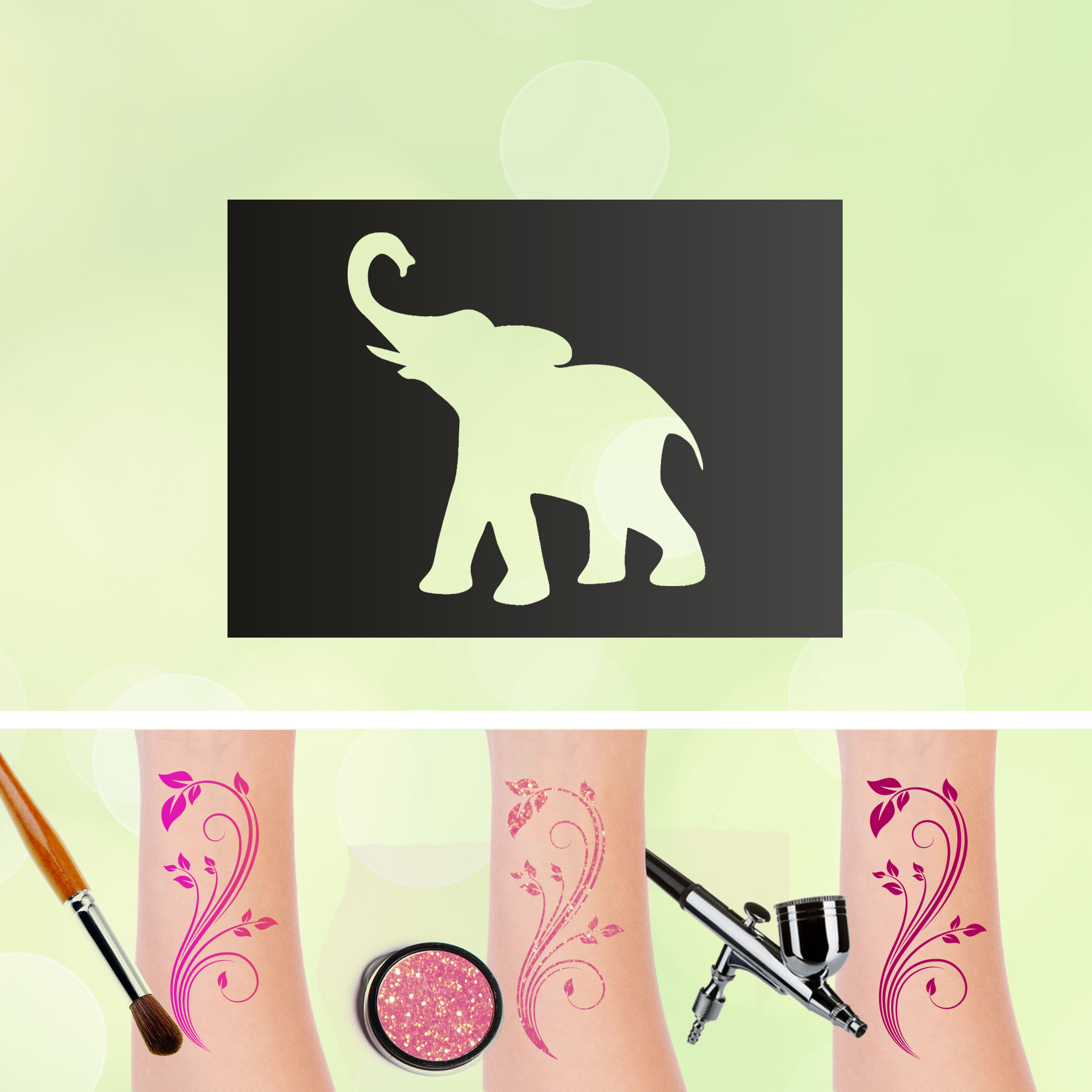 Tattoo Schablonen Elefant Selbstklebend Kinderschminken Airbrush