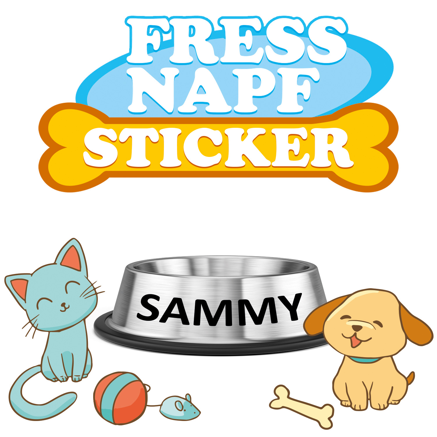 Aufkleber für Fressnapf mit Name Ihres Haustieres Sticker Hund Katze