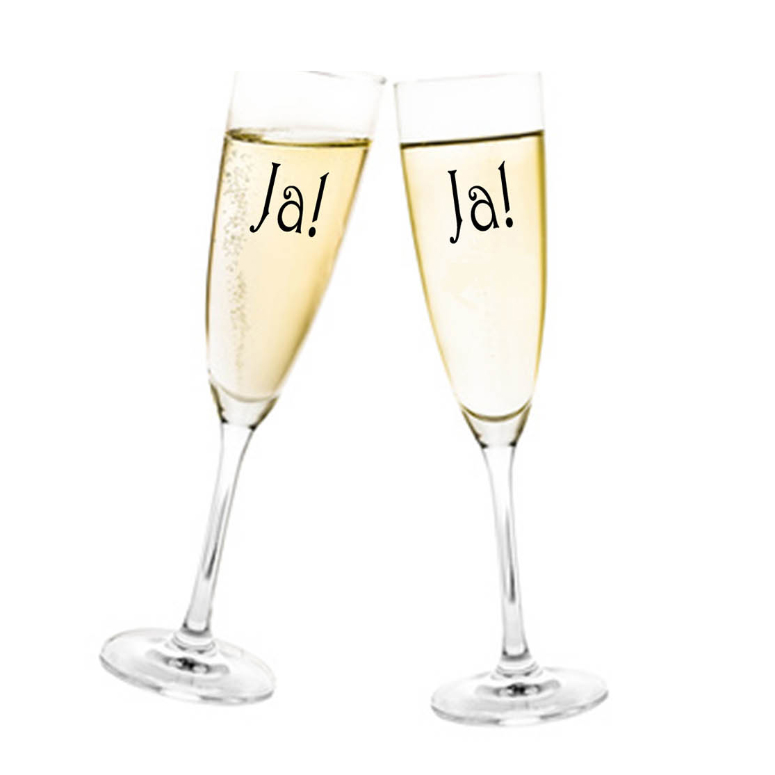 Aufkleber Hochzeit JA! für Sektglas Deko