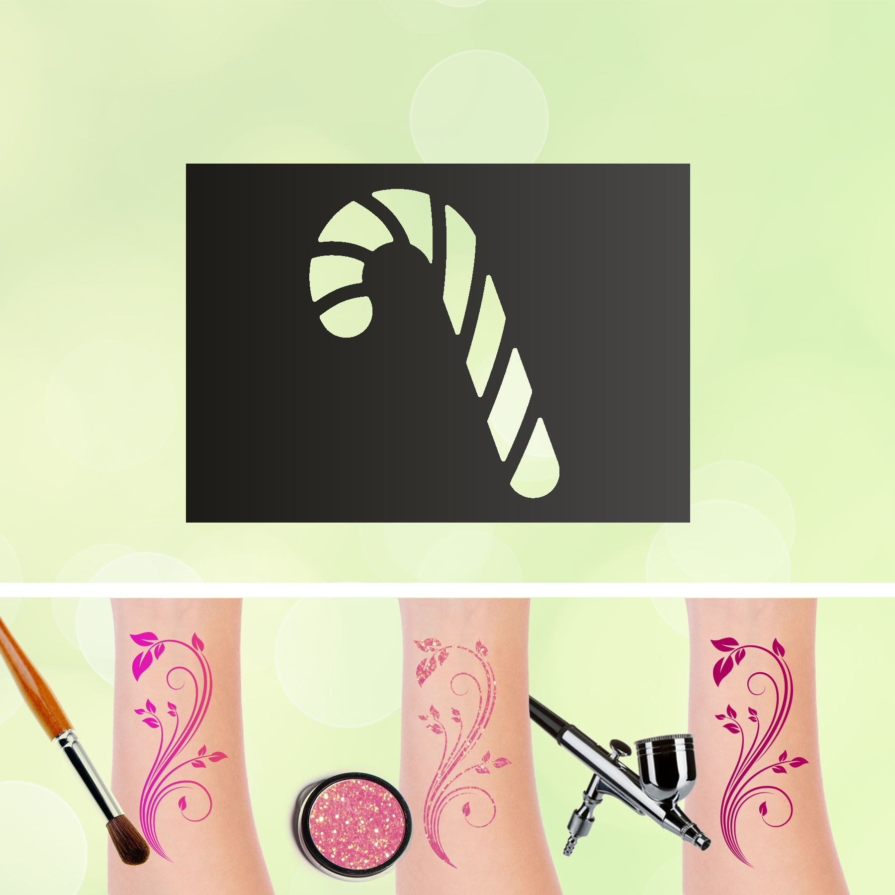 Tattoo Schablone Zuckerstange Selbstklebend Kinder Schminken Airbrush