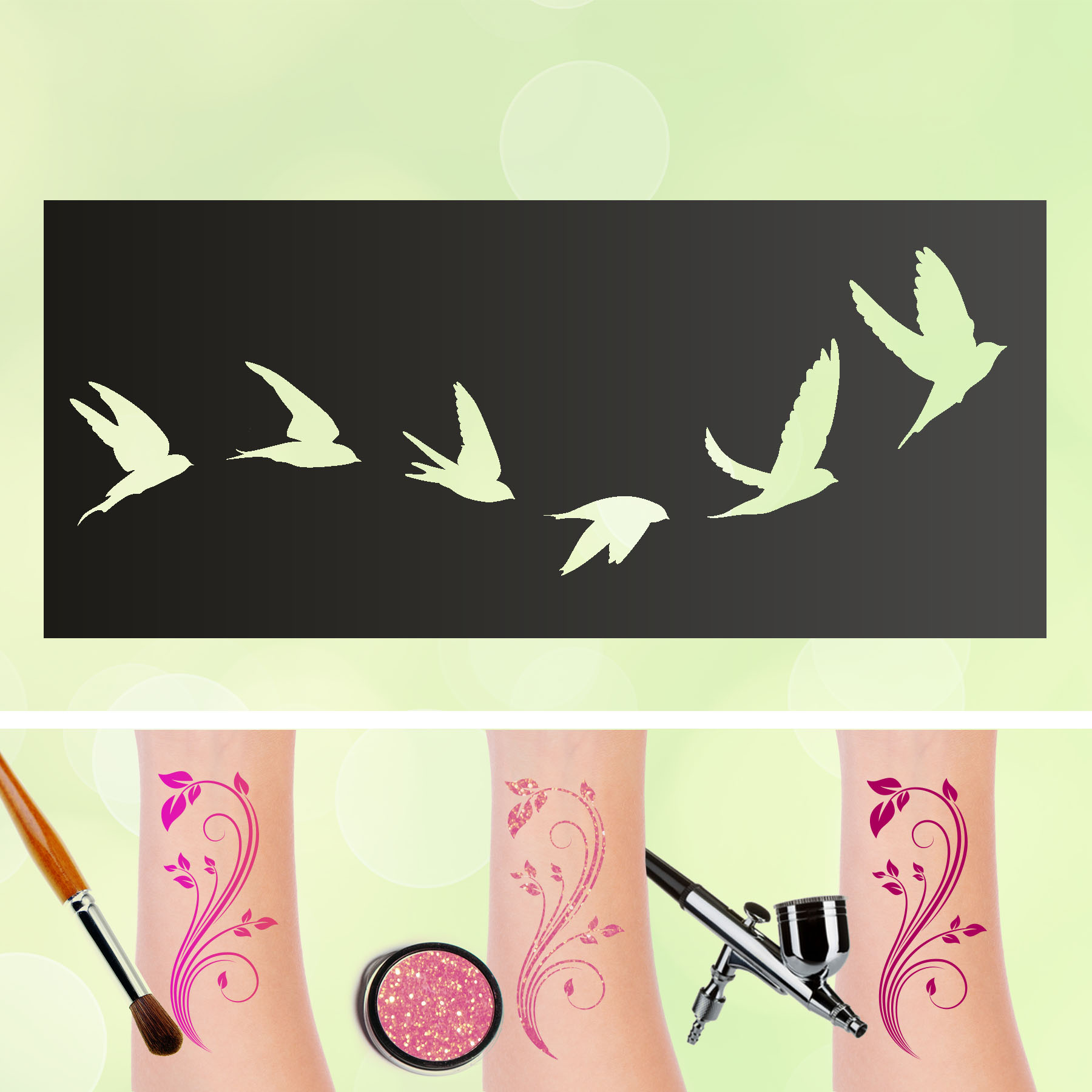 Tattoo Schablonen Tauben Selbstklebend Kinder Schminken Airbrush