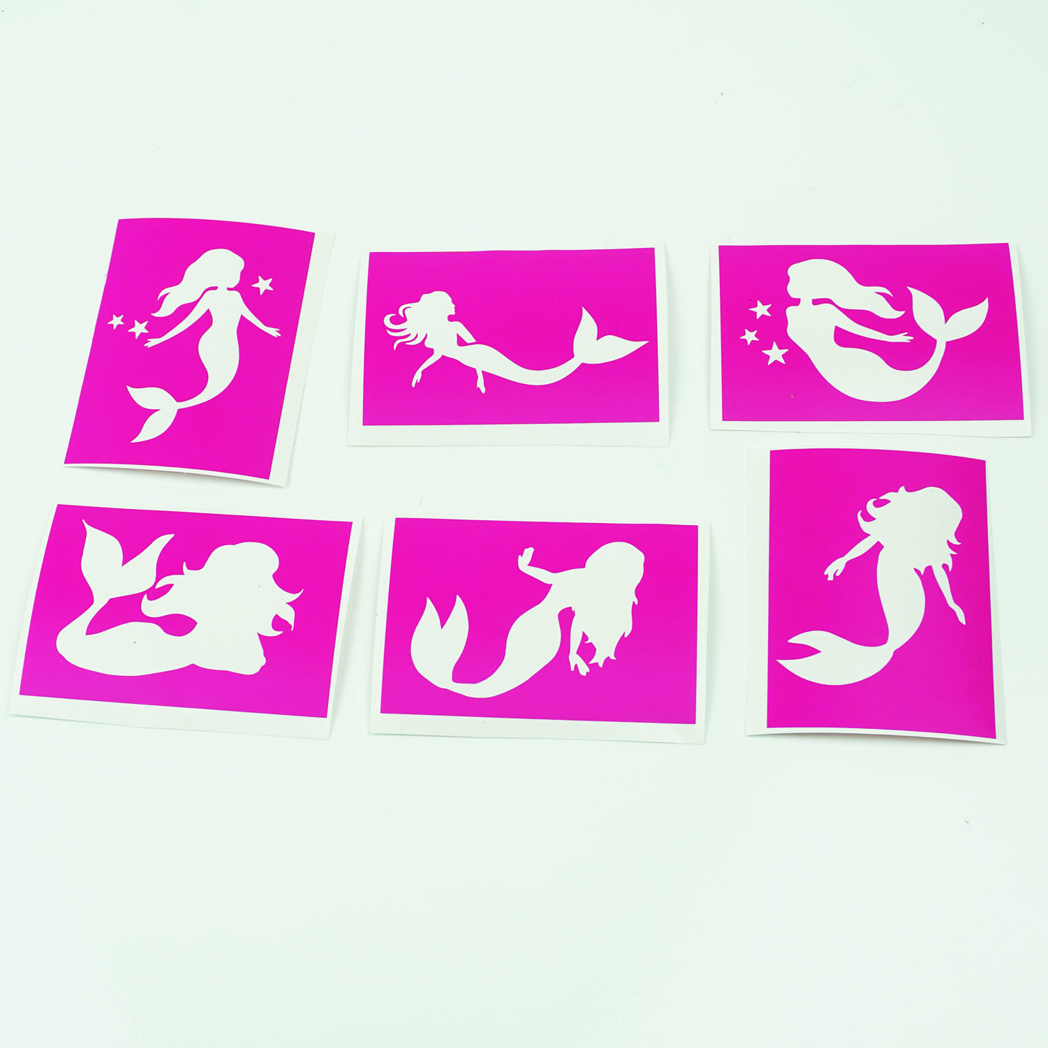 Tattoo Schablonen SET Kinder Meerjungfrau 6 Schablonen Selbstklebend Schminken Meer Meerjungfrauen