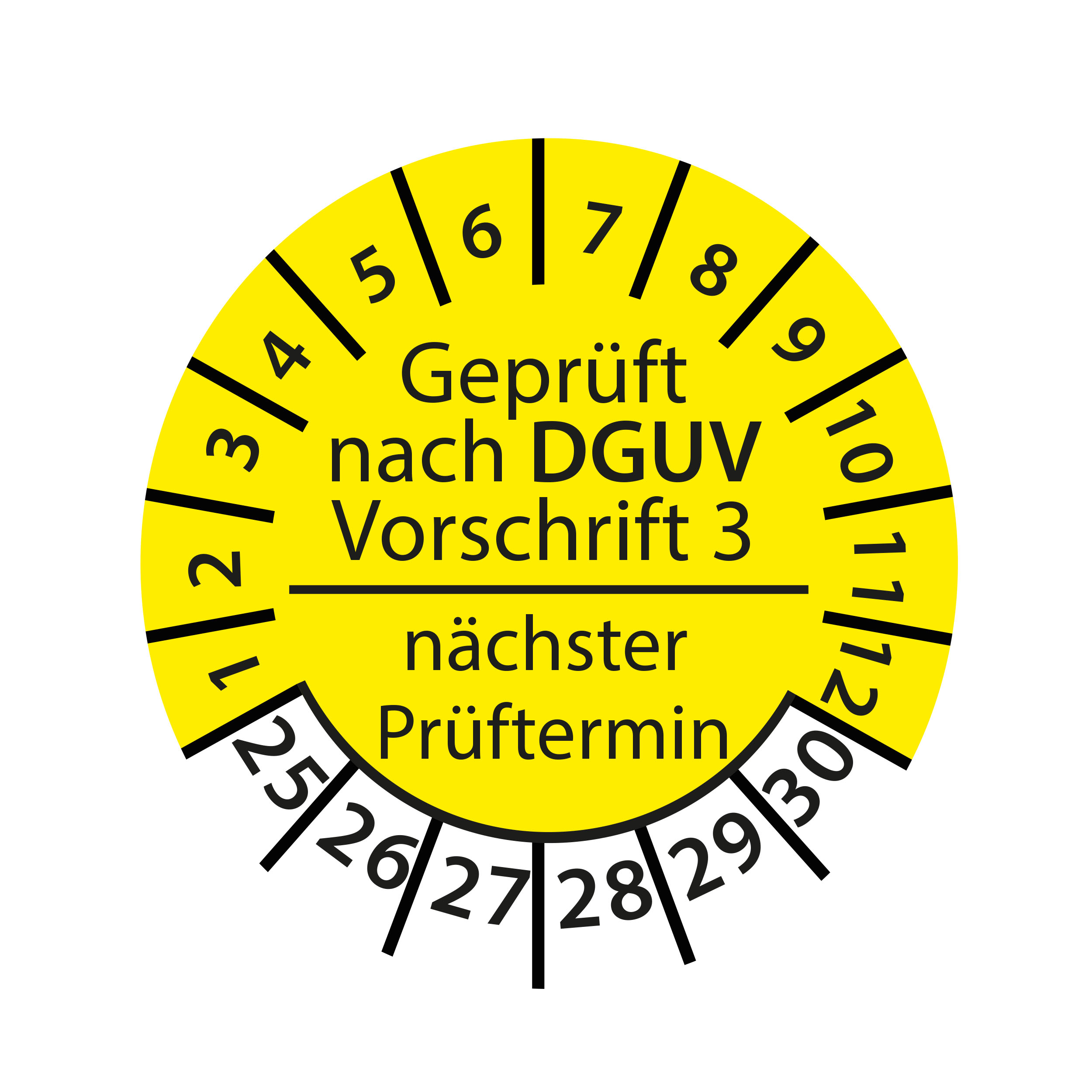 Prüfplakette geprüft nach DGUV Vorschrift 3 nächster Prüftermin 2025-2030 Ø 30mm Rund Gelb / Blau Prüfetikett Prüfaufkleber