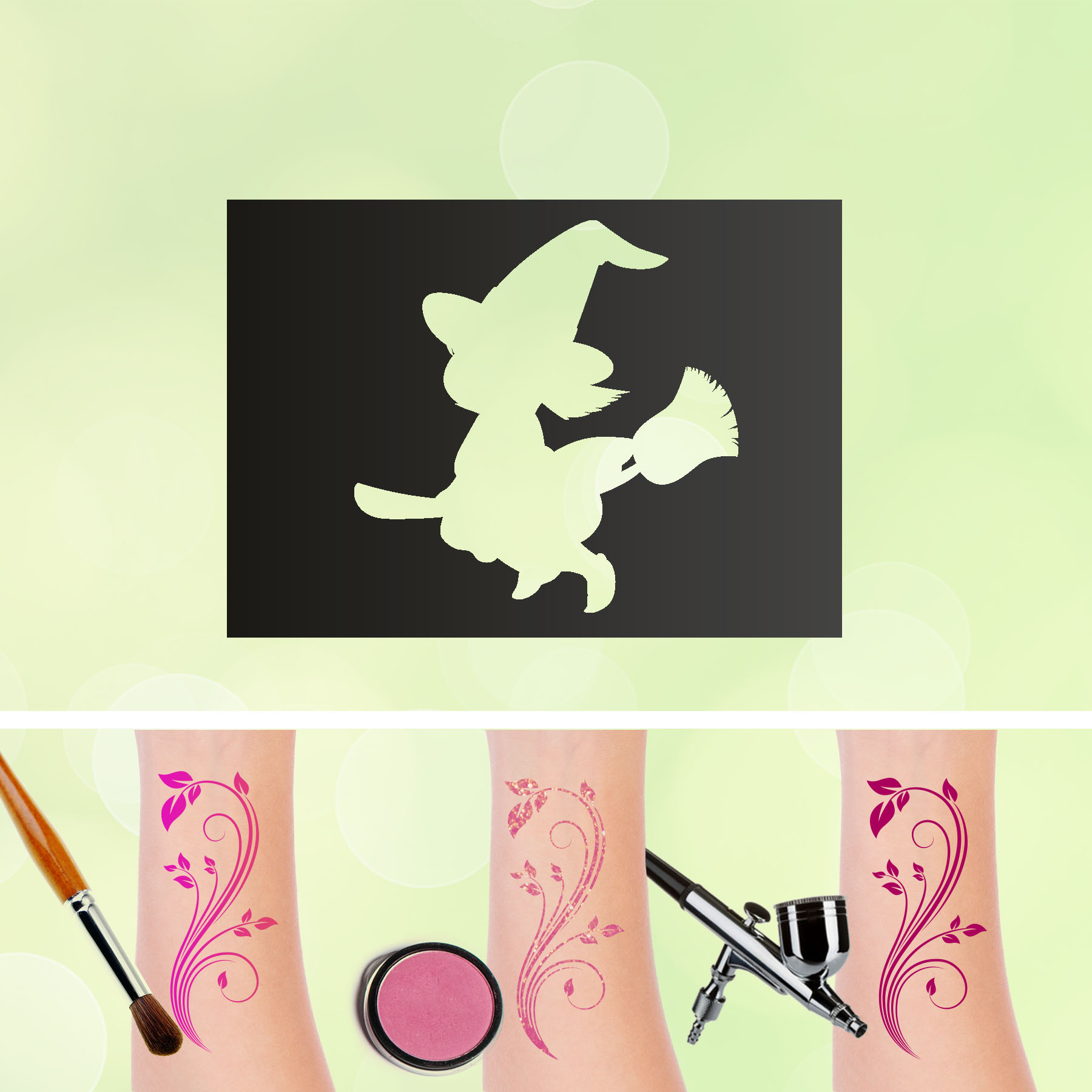 Tattoo Schablonen Hexe Selbstklebend Kinderschminken Airbrush