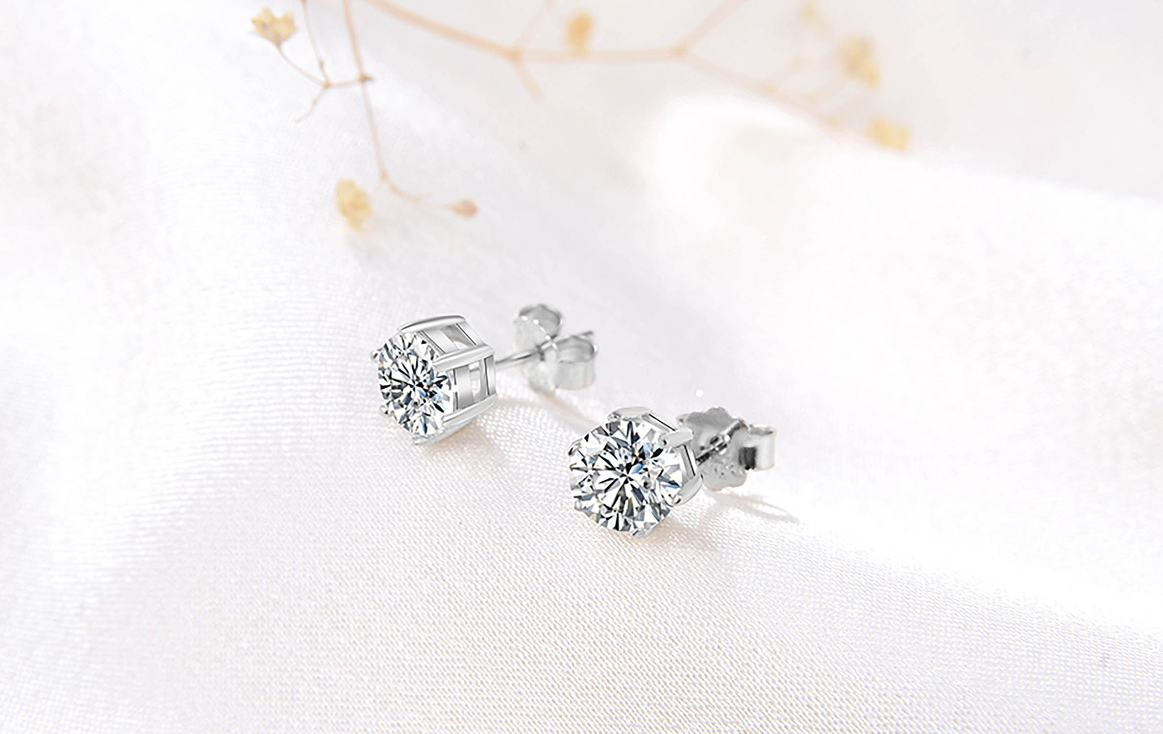 Ohrringe Ohrstecker Ohrschmuck Hochzeitsschmuck Edel Silber 925 Kubikzirkon Rund 