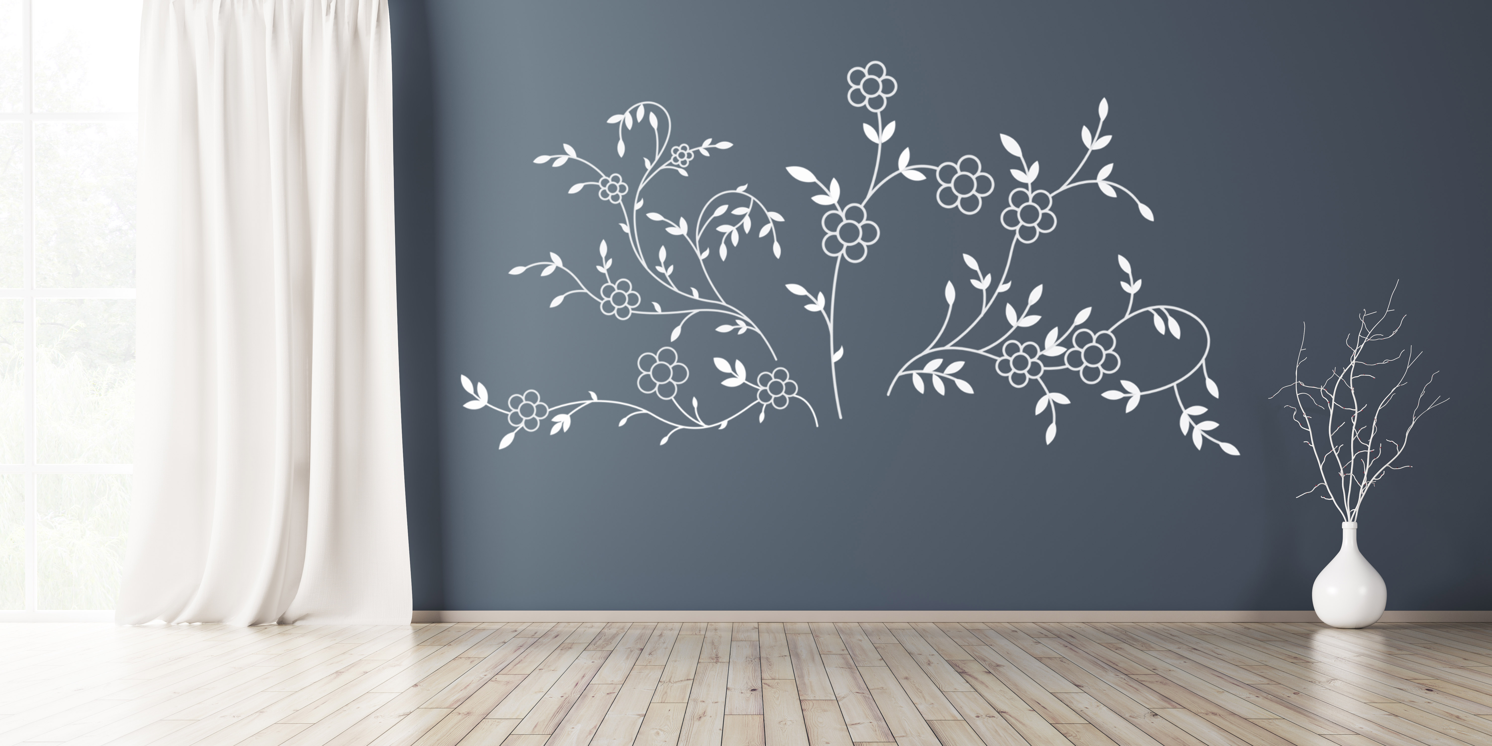 Aufkleber Wandtattoo  4Blumenranken  Deko Lifestyle