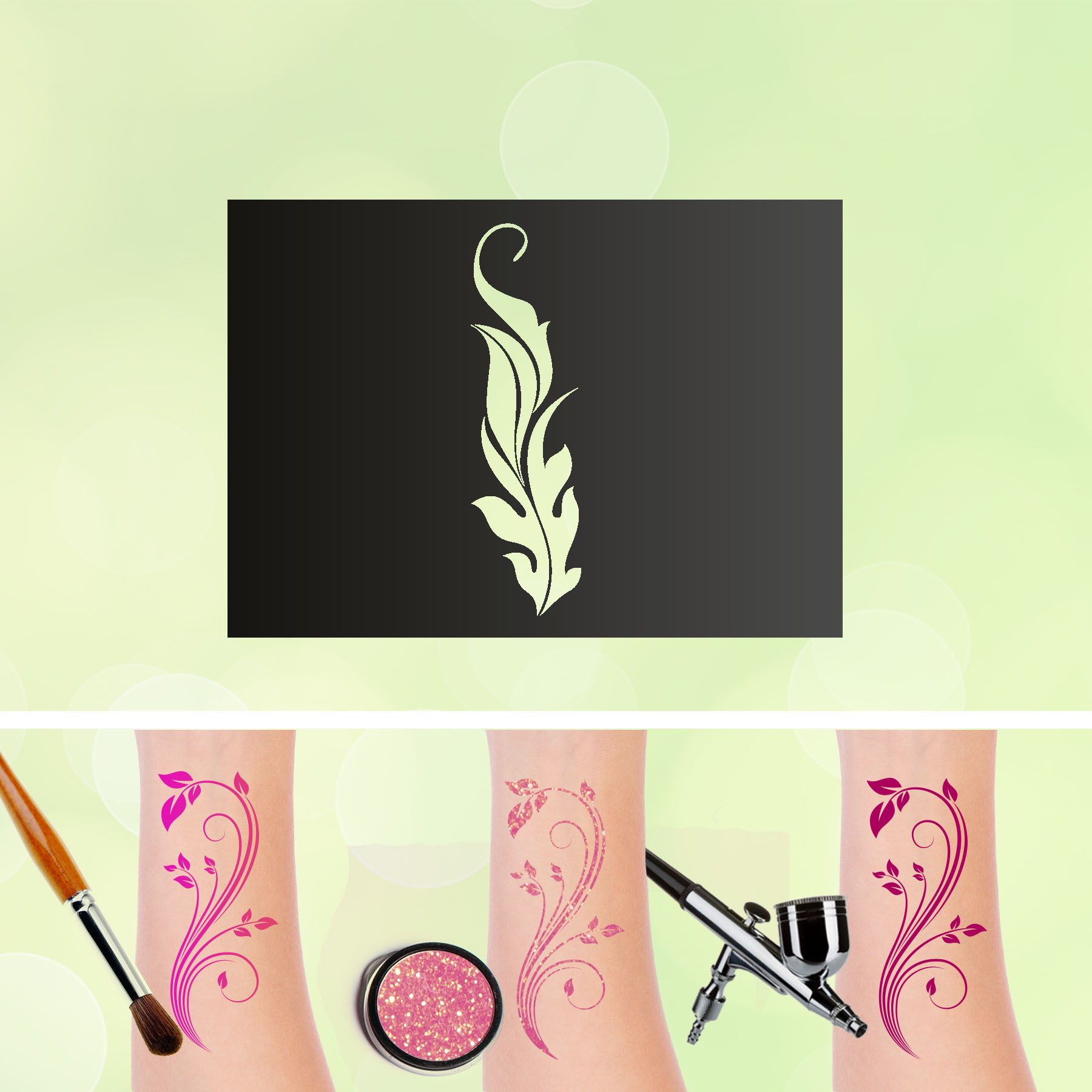 Tattoo Schablonen Blume 7 Selbstklebend Kinderschminken Airbrush