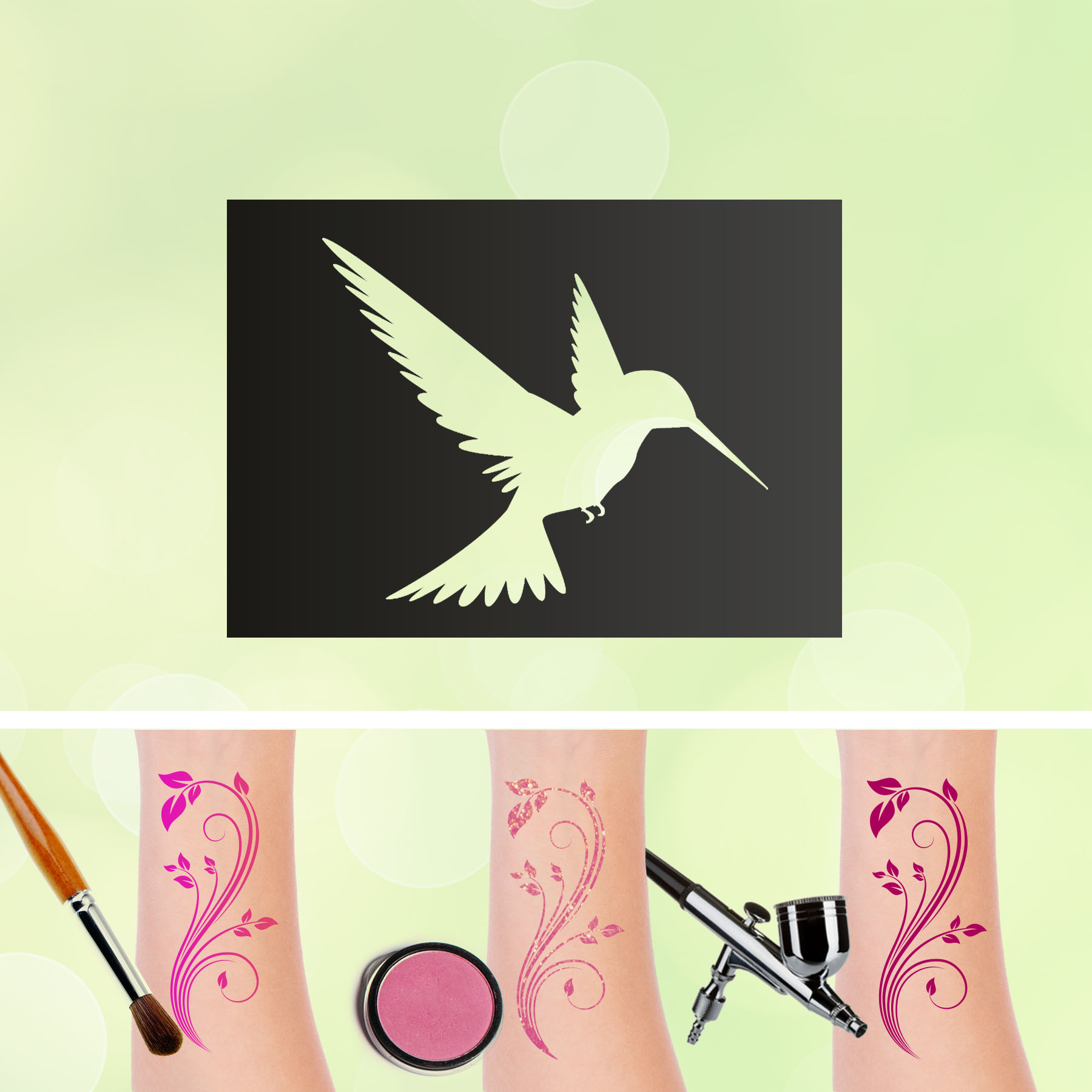 Tattoo Schablonen Kolibri Selbstklebend Kinderschminken Airbrush