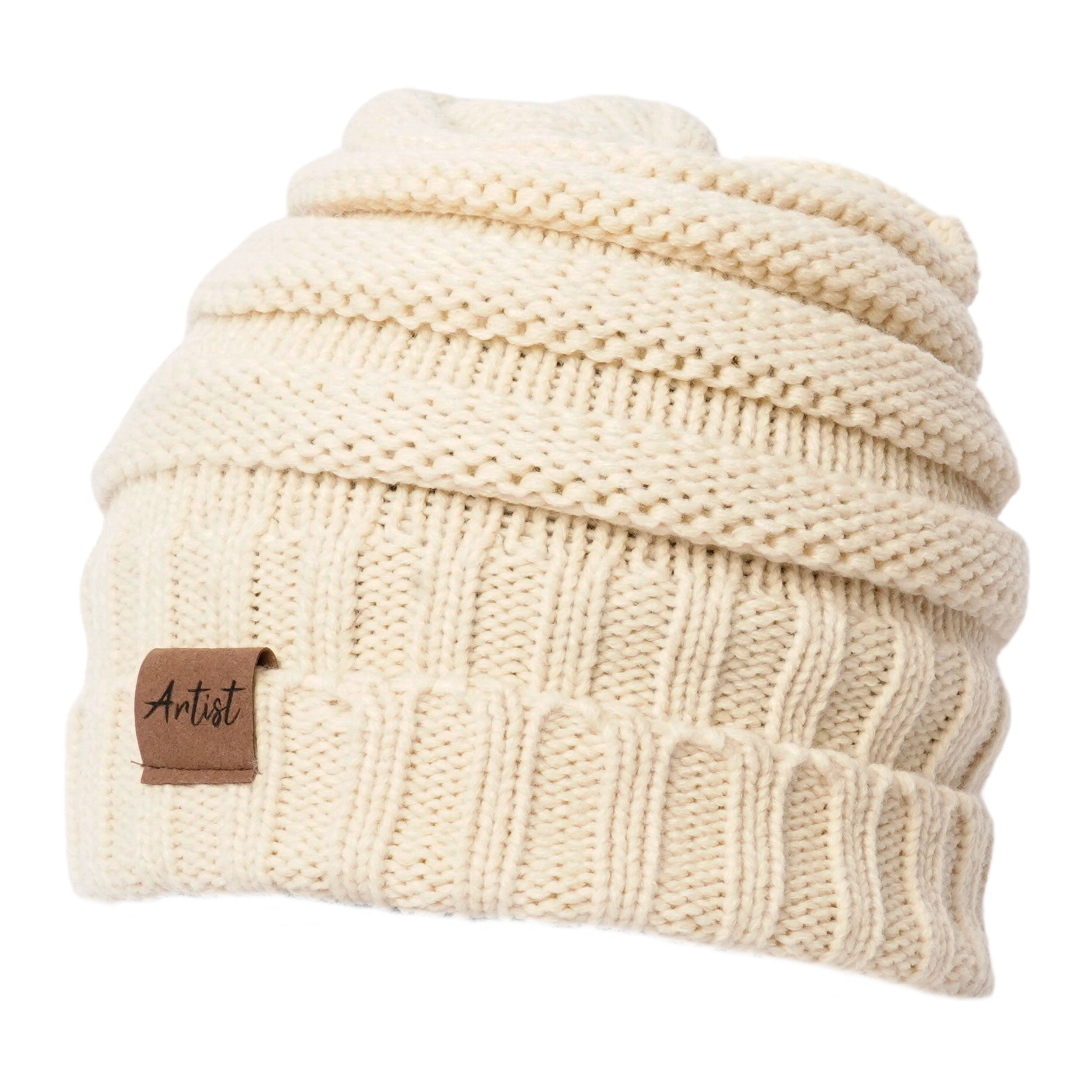 Beanie Mütze Damen Herren modische warme weiche dehnbare Strick Wintermütze Unisex one size