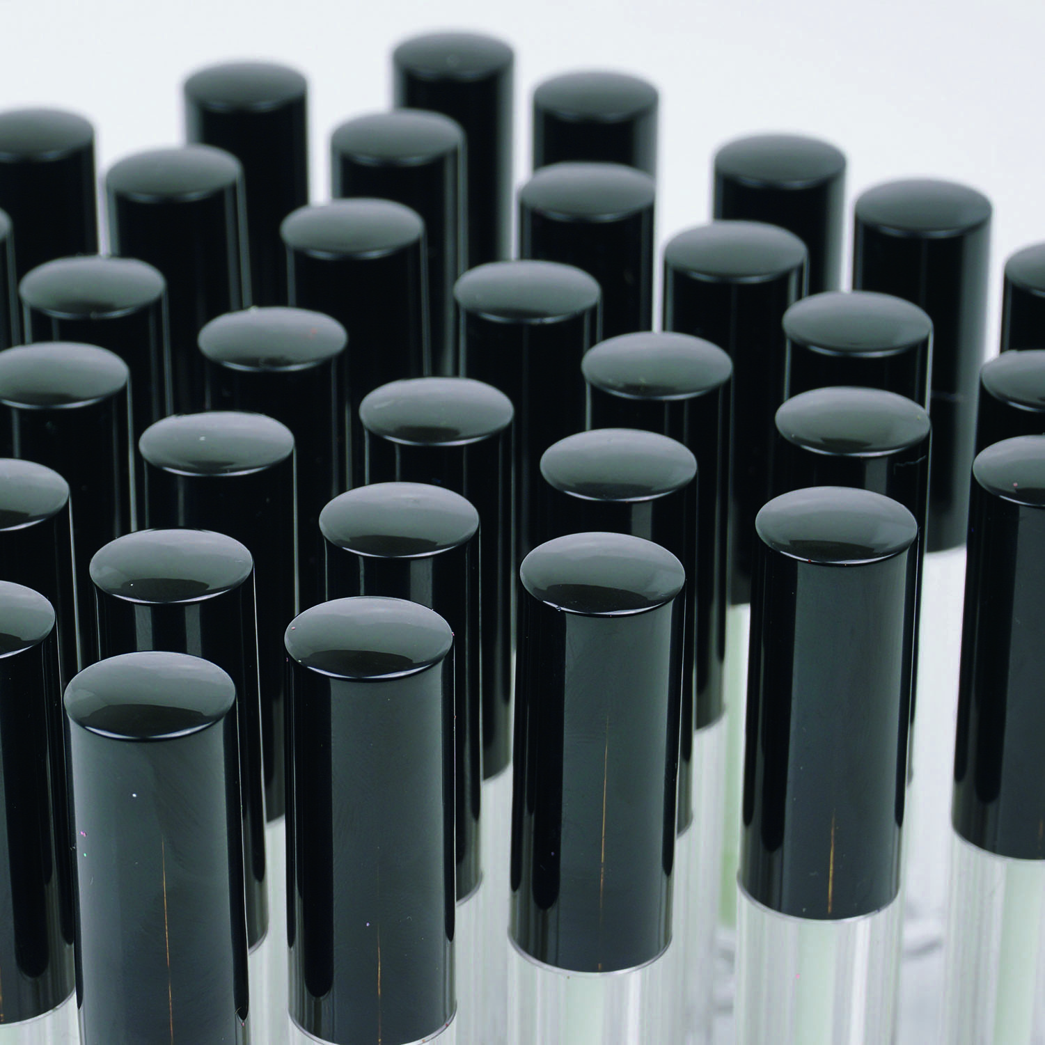 Lipgloss glasklare Flaschen Rund mit Applikator Black Shine Garnitur 3ml leer Kunststoff DIY Make up