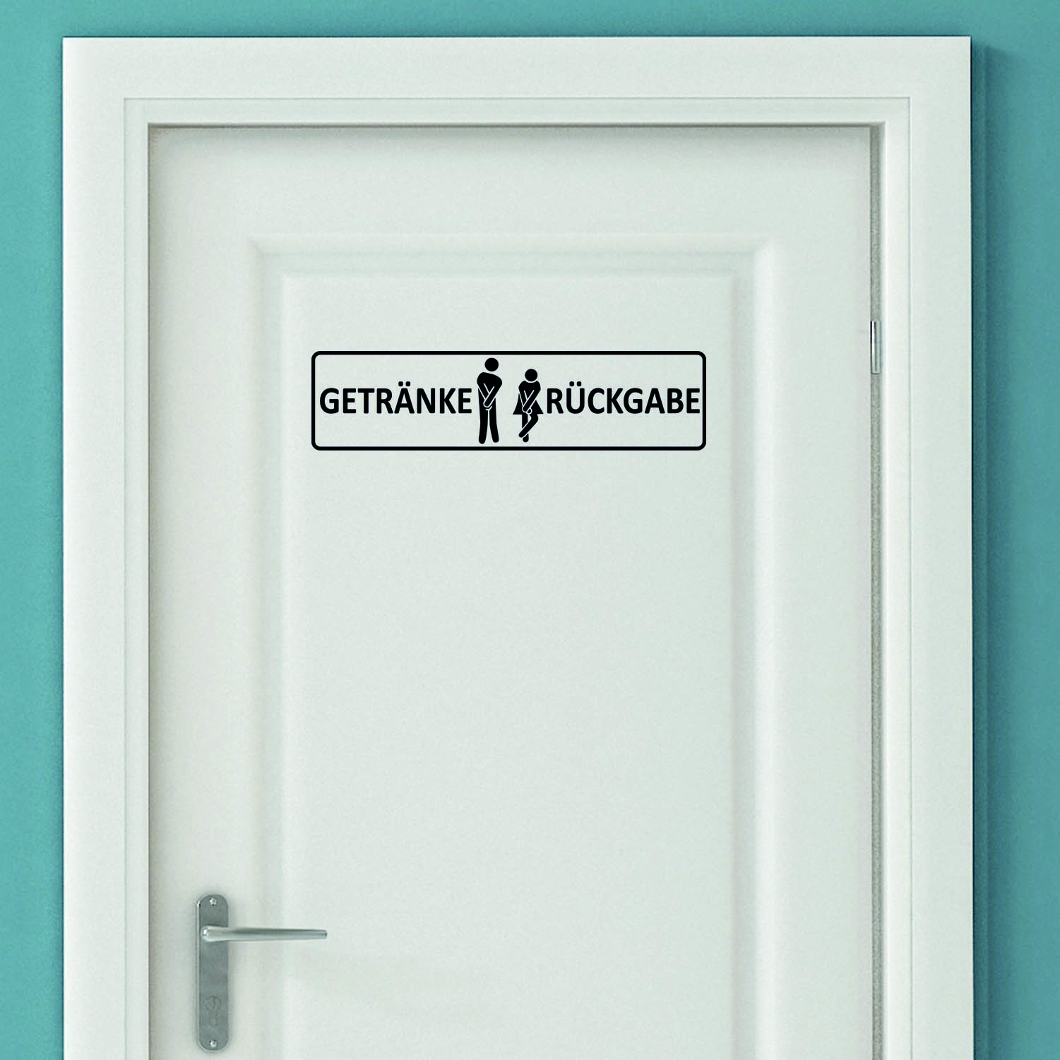 Aufkleber Türaufkleber Bad WC - Getränke Rückgabe Mann Frau Toilette Sticker Schwarz oder Wunschfarb