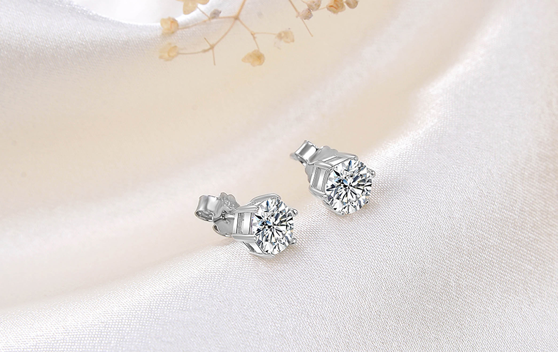 Ohrringe Ohrstecker Ohrschmuck Hochzeitsschmuck Edel Silber 925 Kubikzirkon Rund 