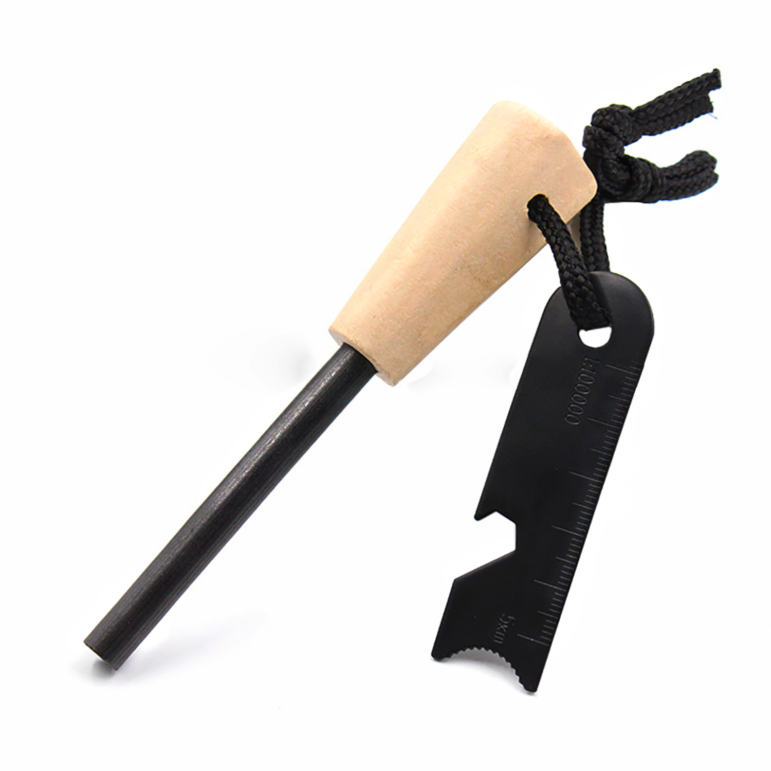 Feuerstab Outdoor Survival Camping Feuerstarter Feuerstahl Ø 9,5 mm mit Schnur zum Befestigen