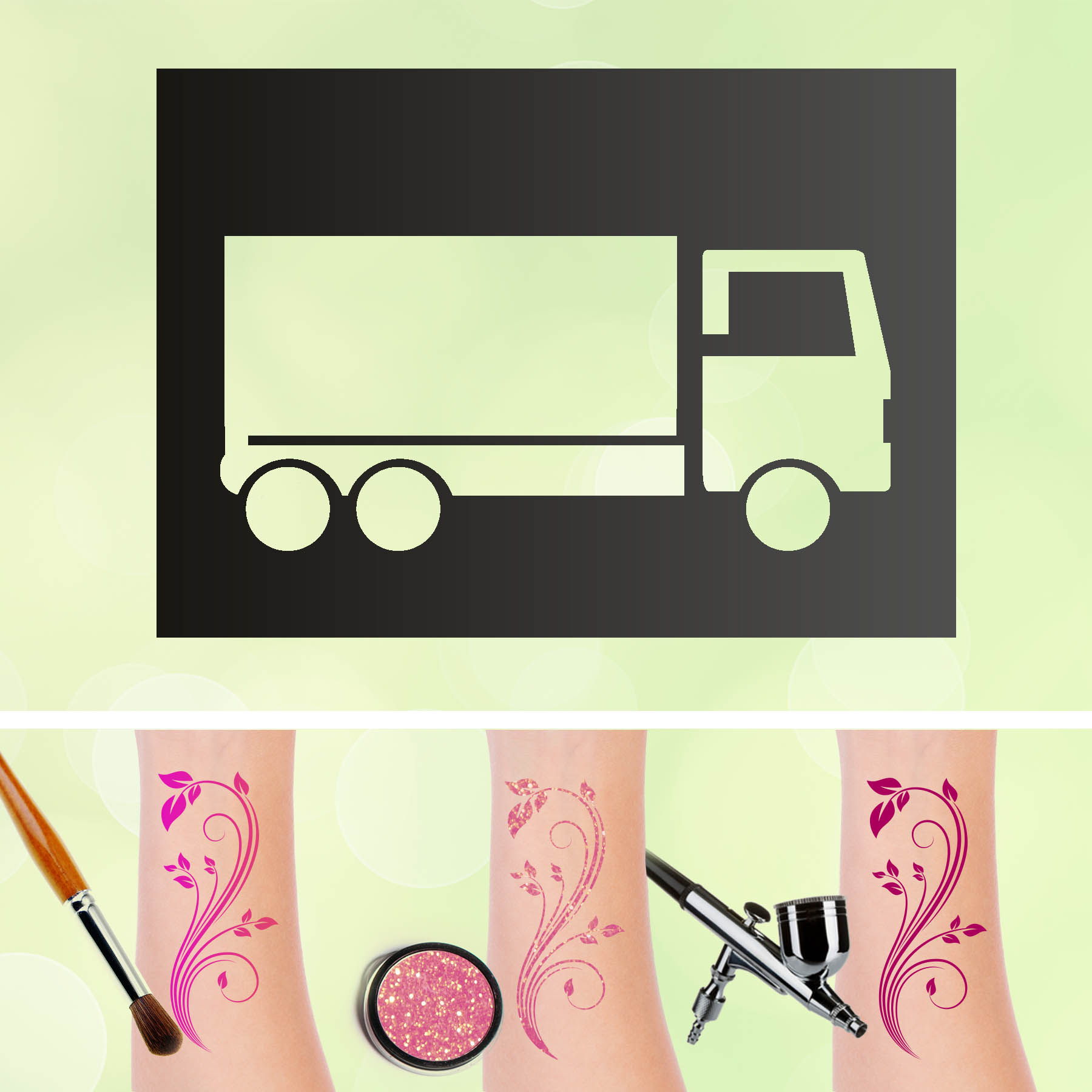 Tattoo Schablonen LKW Laster Selbstklebend Kinderschminken Airbrush