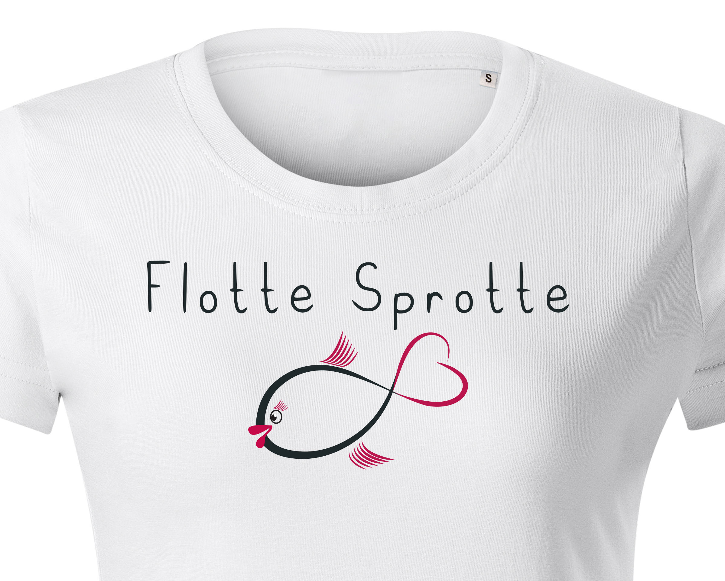 T-Shirt Damen - Flotte Sprotte Damen Oberteil - in 2 Farben und in verschiedenen Größen - Damen Top perfekt als Geschenk mit lustige Aufdruck für Frauen 