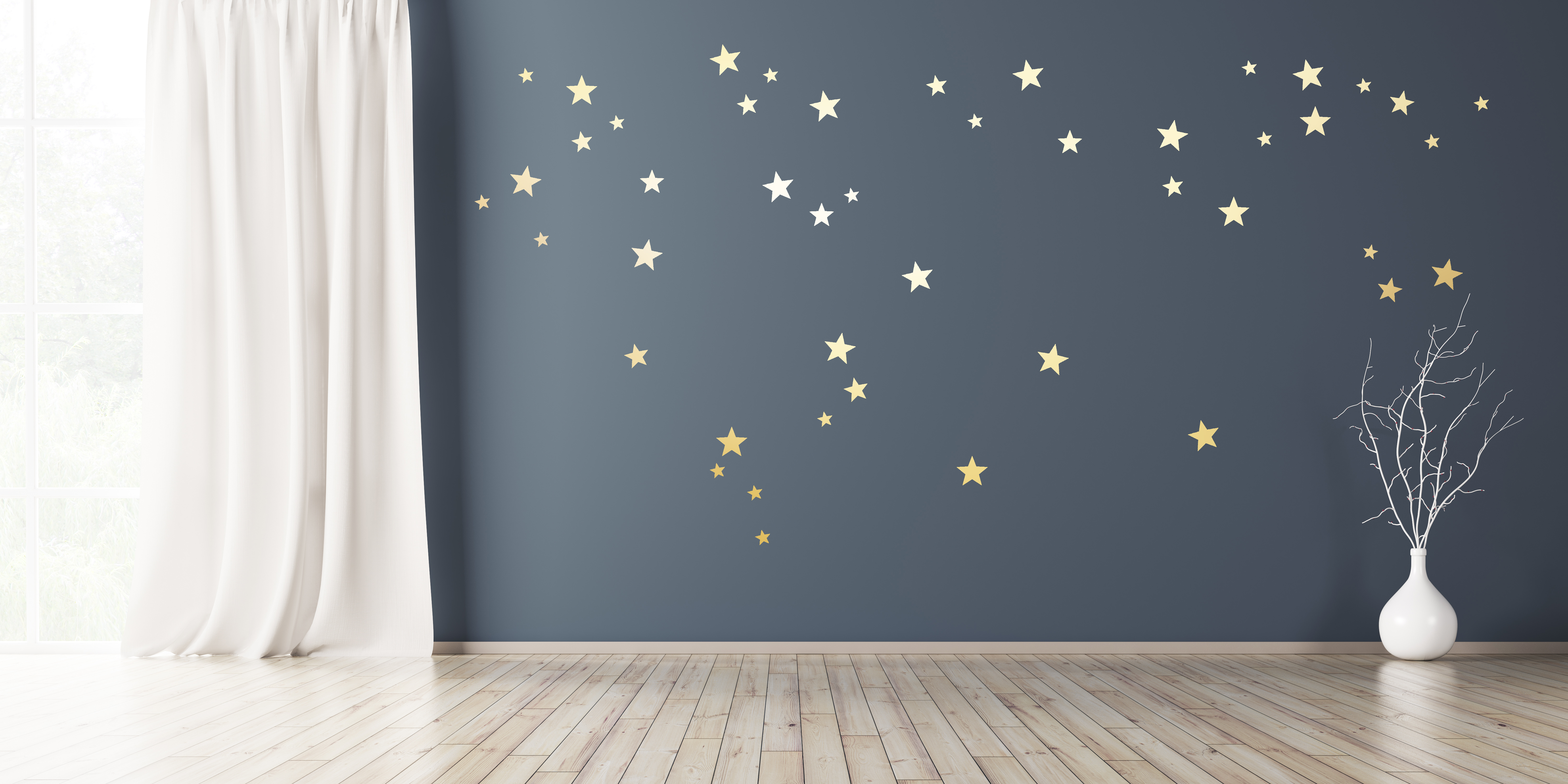 Wandtattoo Sterne 110 Stück Gold Silber oder Kupfer in 3 Größen selbstklebend Wandsticker Aufkleber