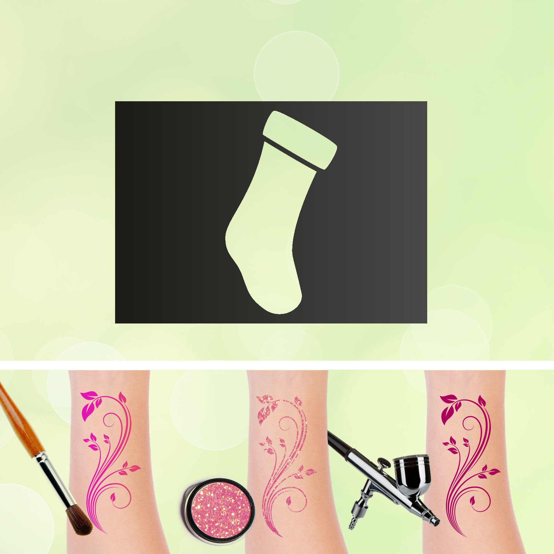Tattoo Schablone Socke Selbstklebend Kinder Schminken Airbrush