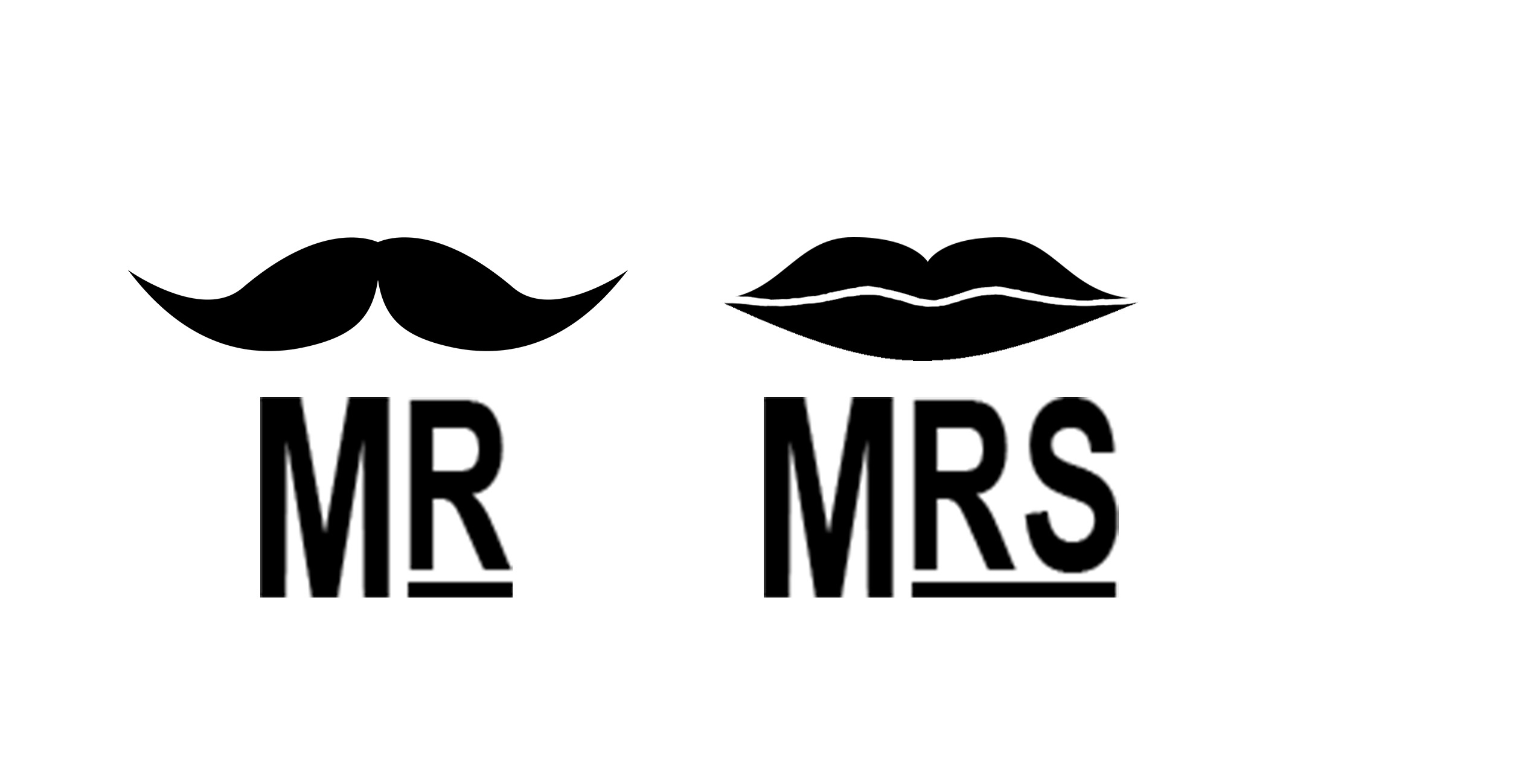 Aufkleber Hochzeit Mr. & Mrs. mit Bart und Mund für Sektglas Glasaufkleber Gläser