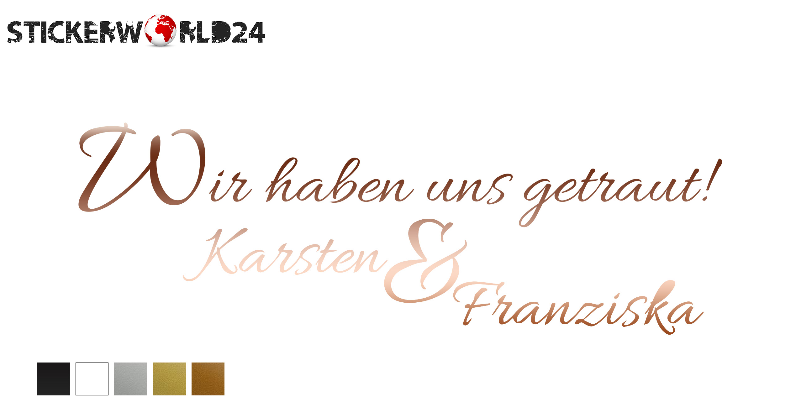 Aufkleber Hochzeit Auto WIR HABEN UNS GETRAUT! mit ihren Namen