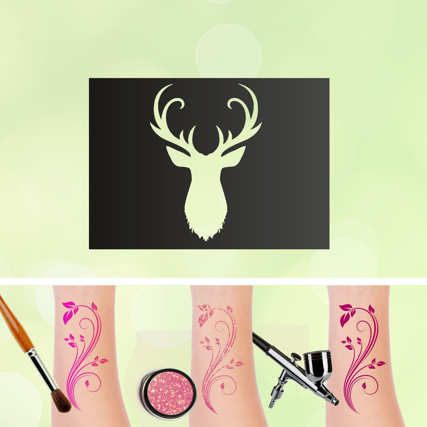 Tattoo Schablonen Hirsch Selbstklebend Kinderschminken Airbrush