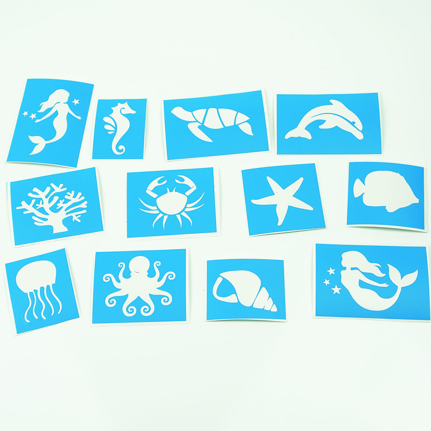 Tattoo Schablonen SET Kinder Unterwasser 12 Schablonen Selbstklebend schminken Meer Meerjungfrau