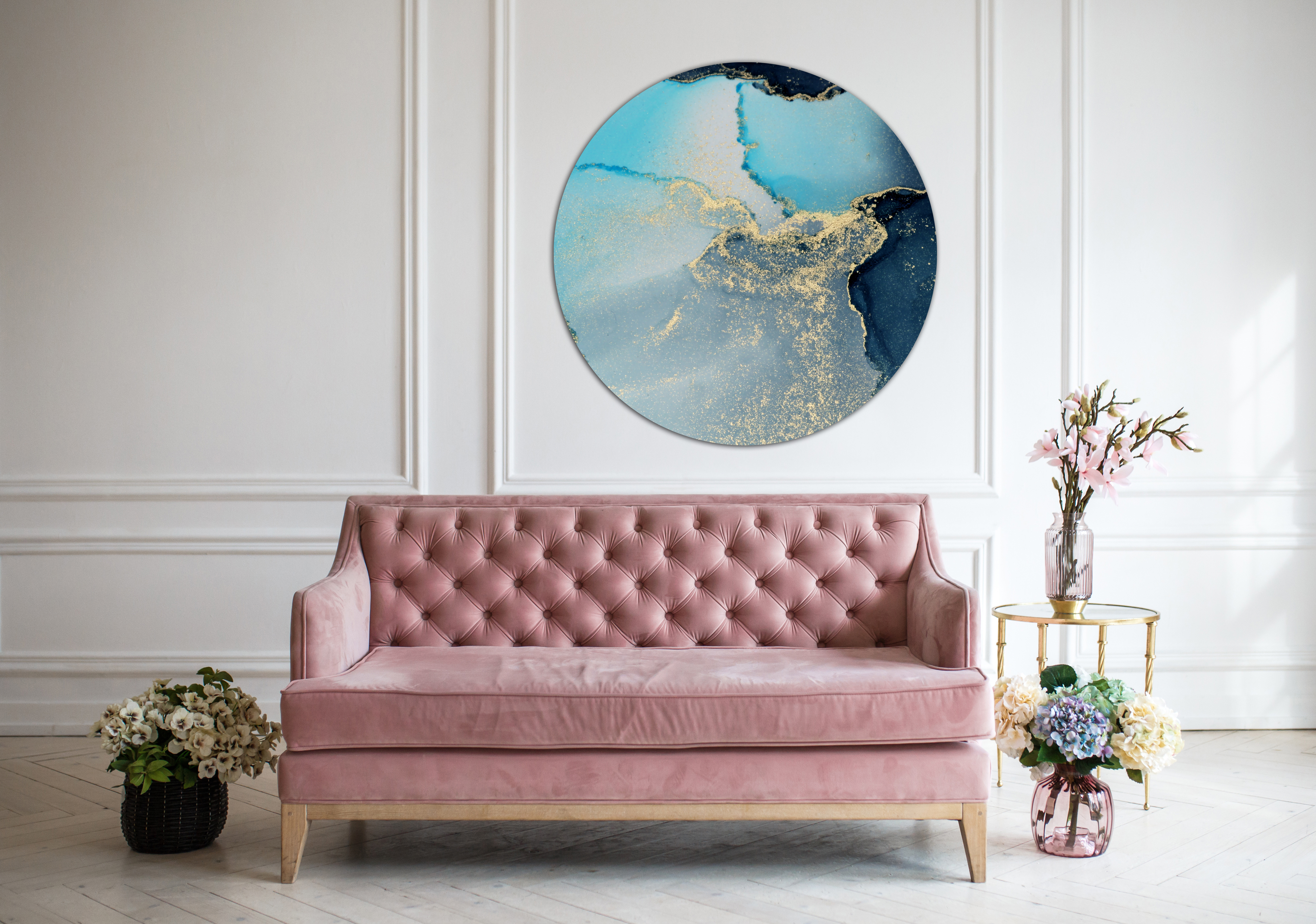 Wandbild Rund Titel: Marmor Textur abstrakt - Bild Wanddeko Alu Dibond oder Butlerfinish