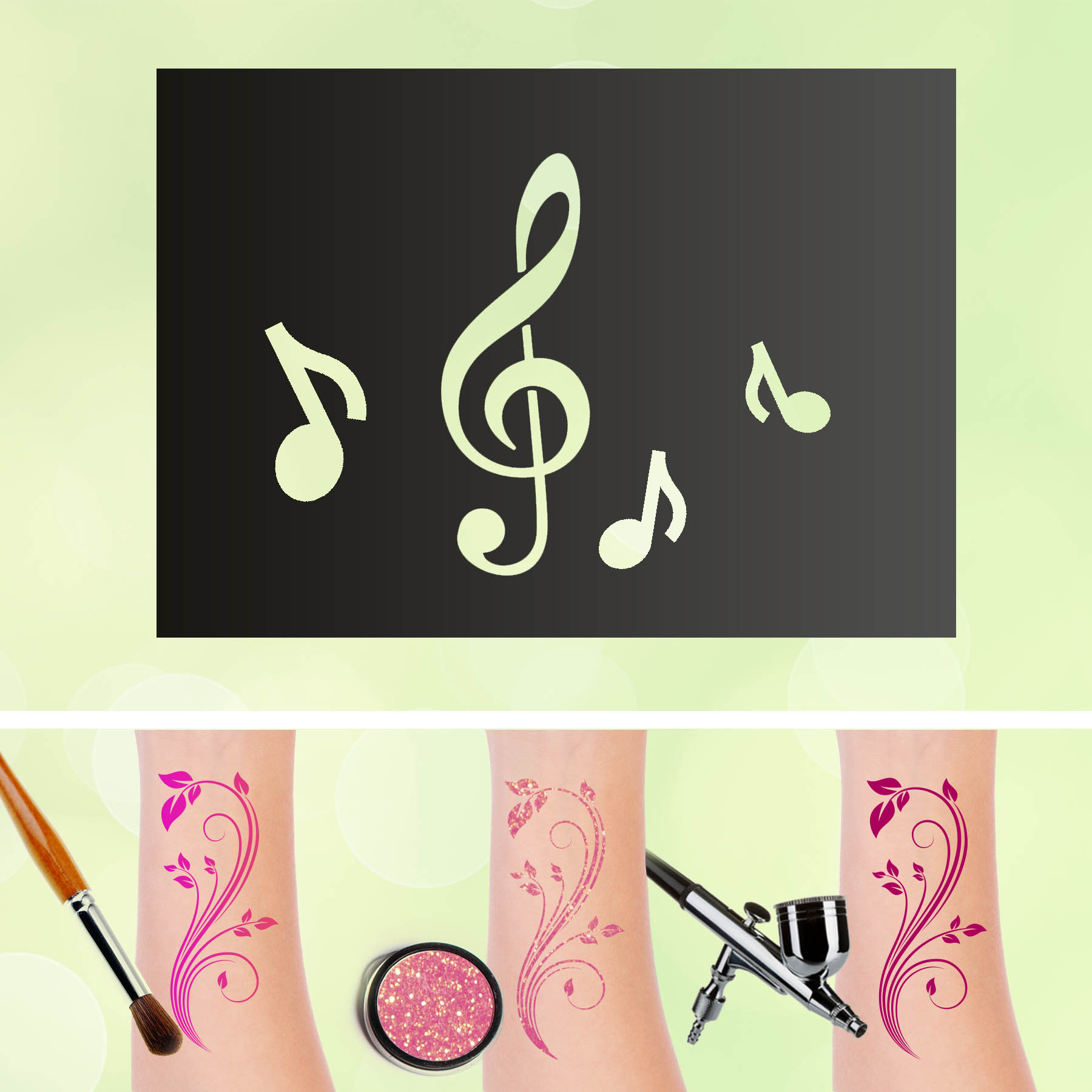 Tattoo Schablonen Notenschlüssel Selbstklebend Kinderschminken Airbrush