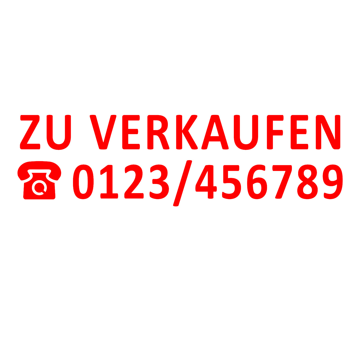 Aufkleber - ZU VERKAUFEN mit TELEFONNUMMER Schaufenster Makler Immobilien Autos