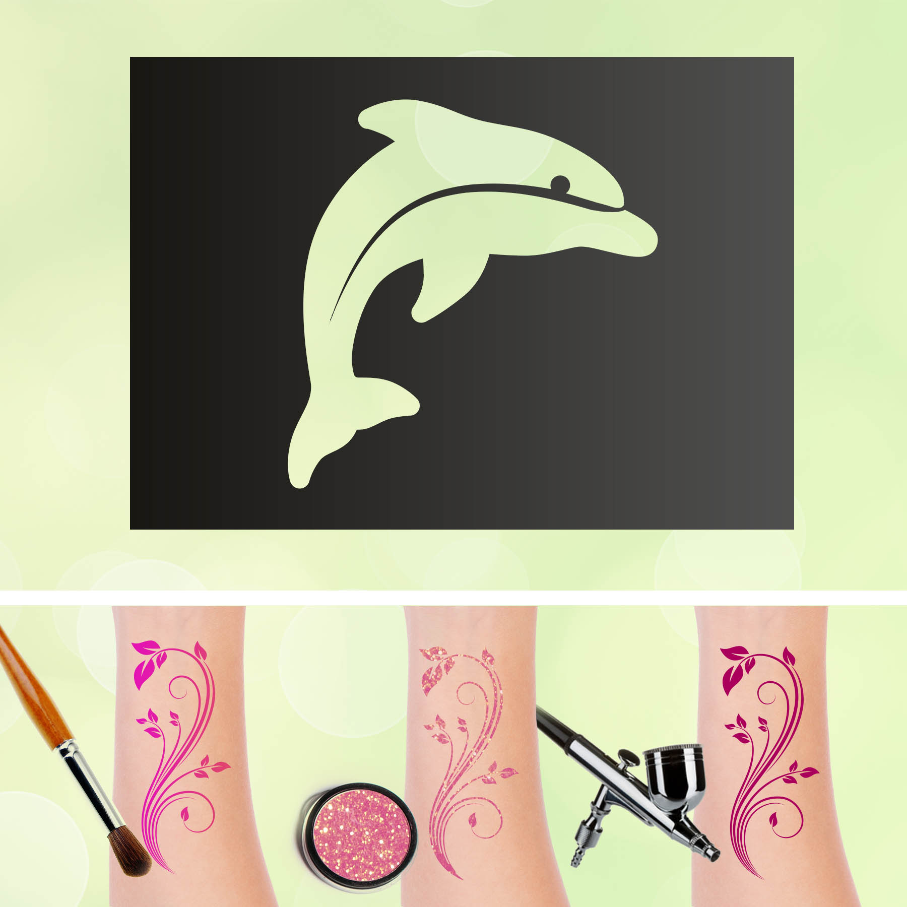 Tattoo Schablonen Delphin Selbstklebend Kinderschminken Airbrush