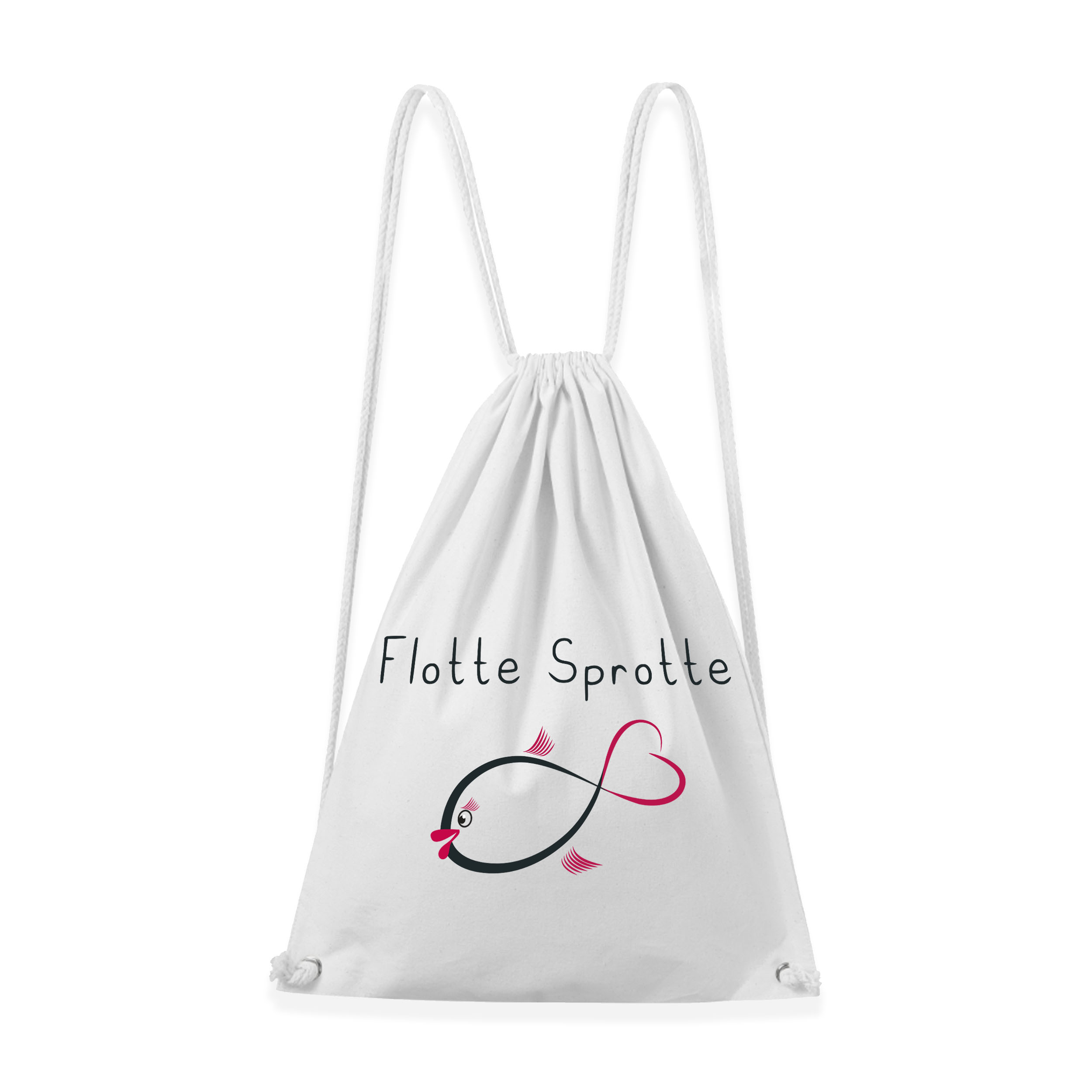 Turnbeutel mit lustigem Aufdruck - Flotte Sprotte Beutel - Sportsack als Geburtstagsgeschenk für Frauen lustige Geschenke für Freundin Geschenke für Frauen Mama Geschenk 