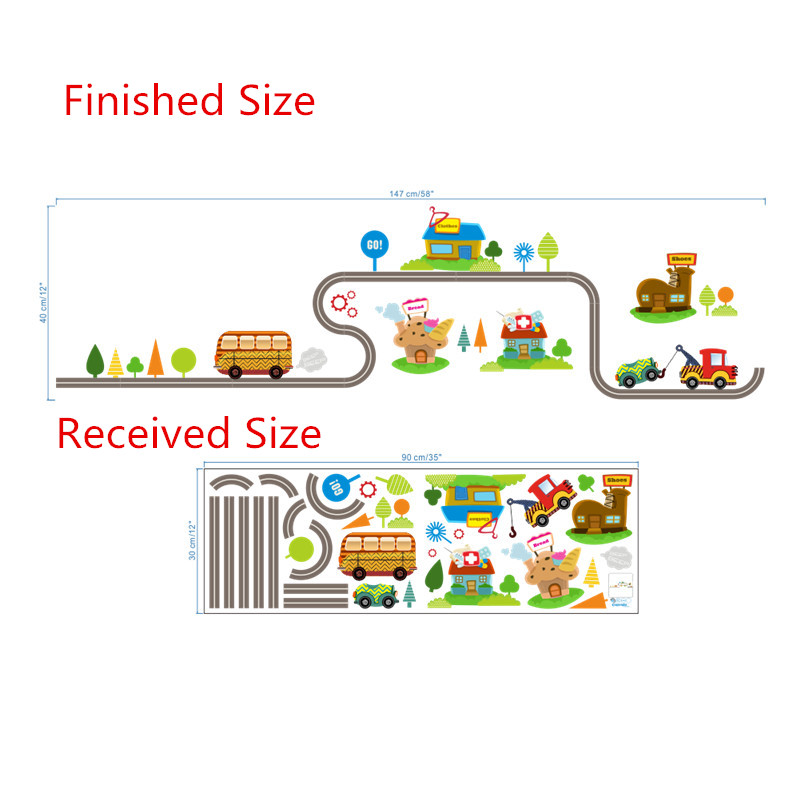 Wandtattoo Kinderzimmer - Autos Straße Fahrzeuge ca. 40 x 147 cm